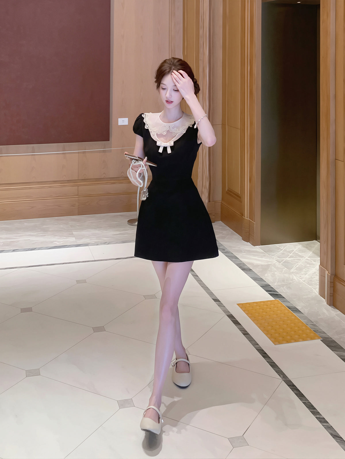 【dress】レースピーターパンカラーワンピース Q8880