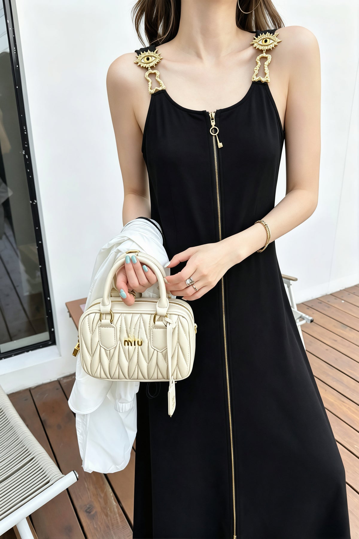 【dress】Wジップロングベストワンピース Q8924
