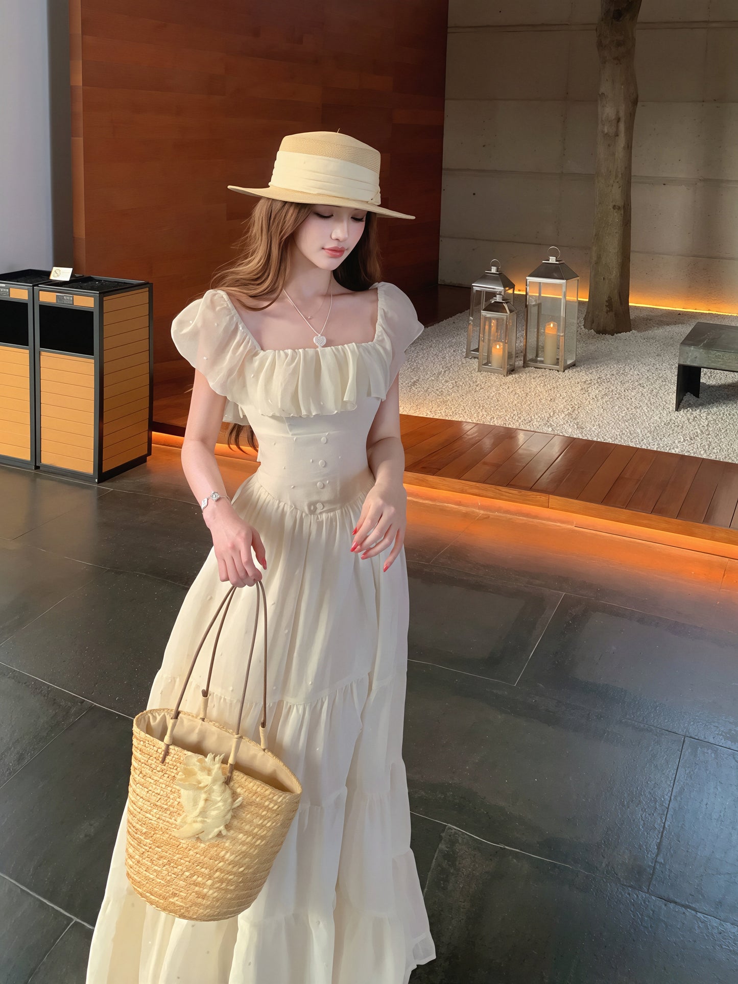 【dress】フリルロングワンピース Q8863