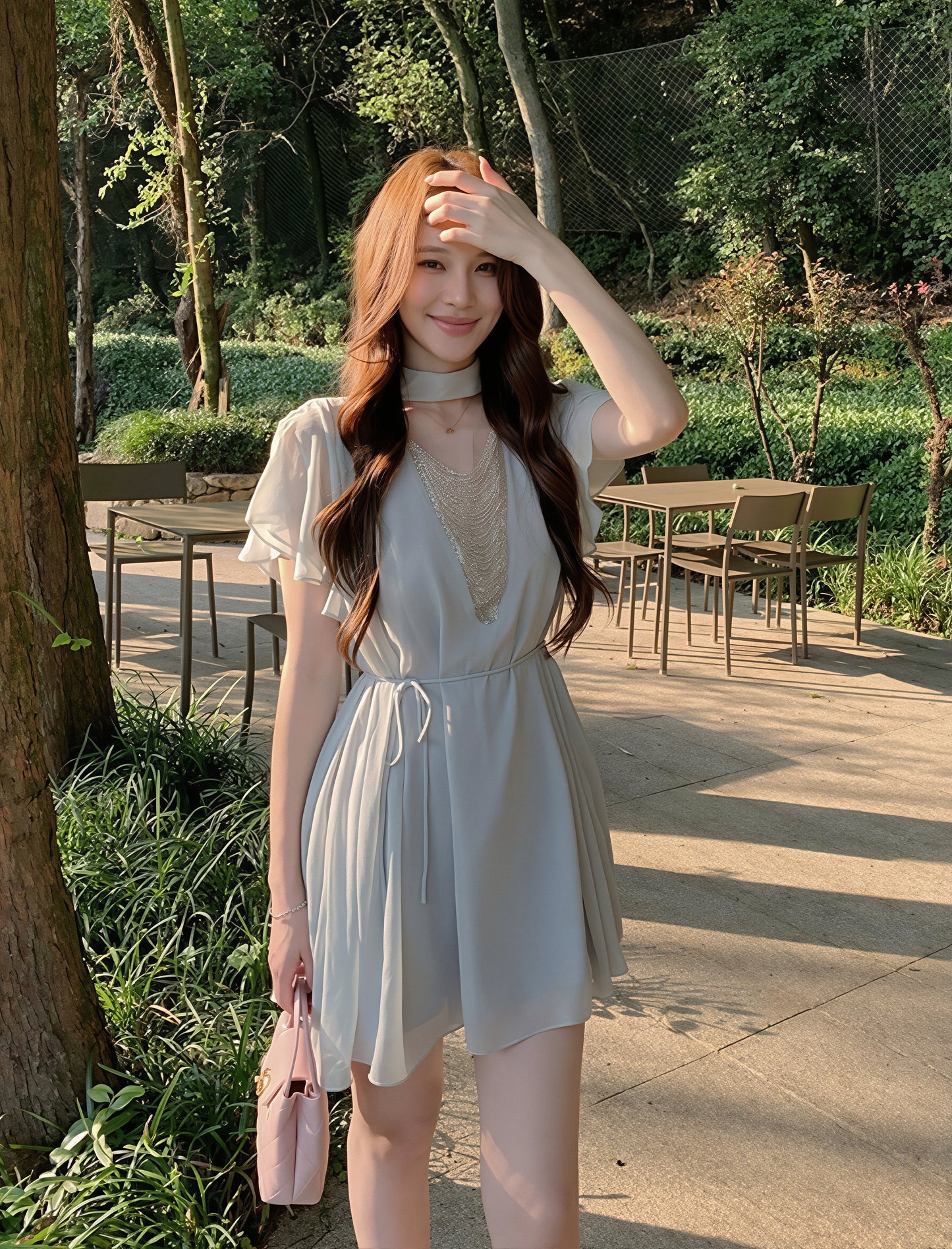 【dress】ビーズVネックワンピース Q8768