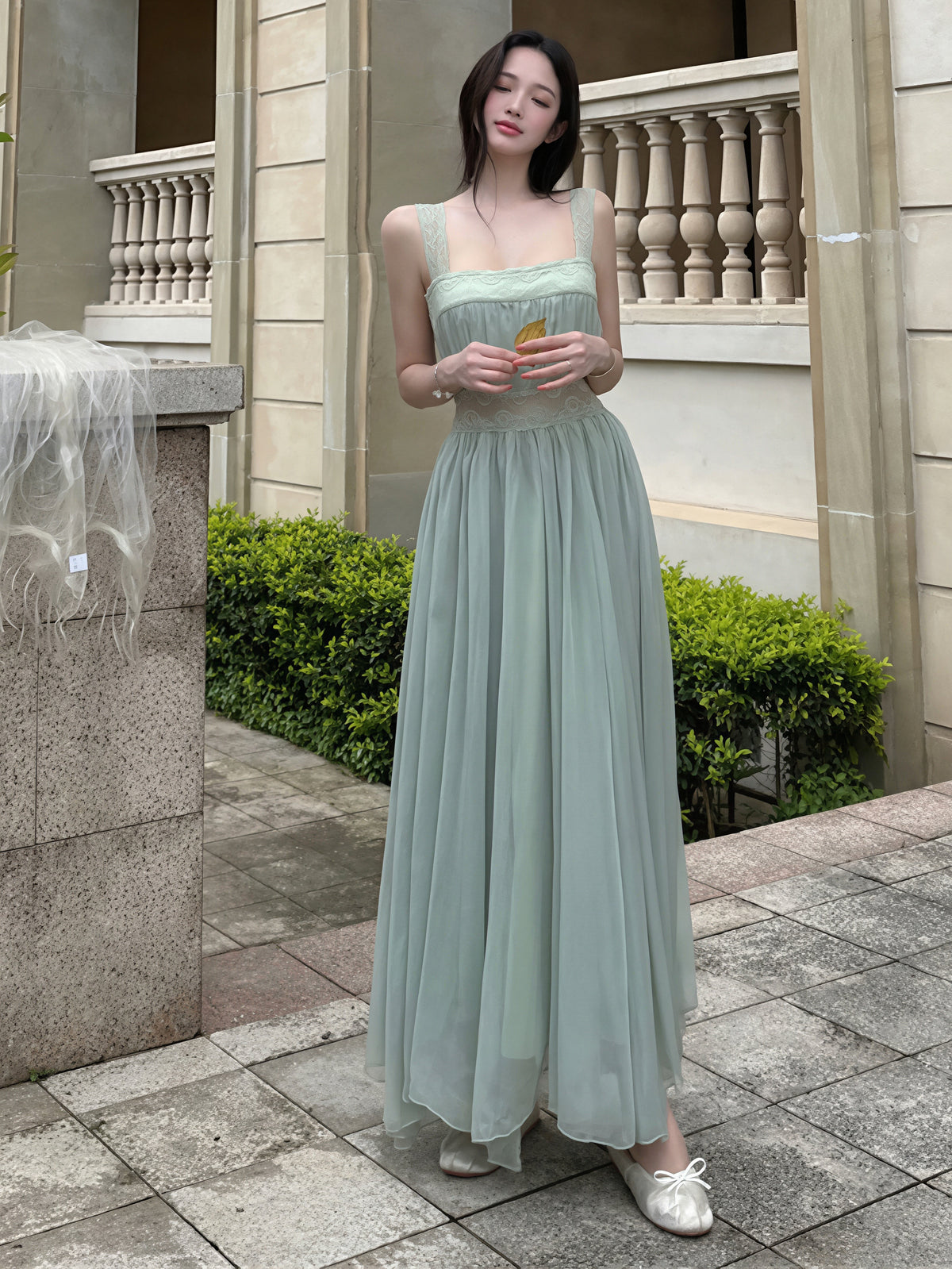【dress】レースドッキングロングキャミワンピース Q8835
