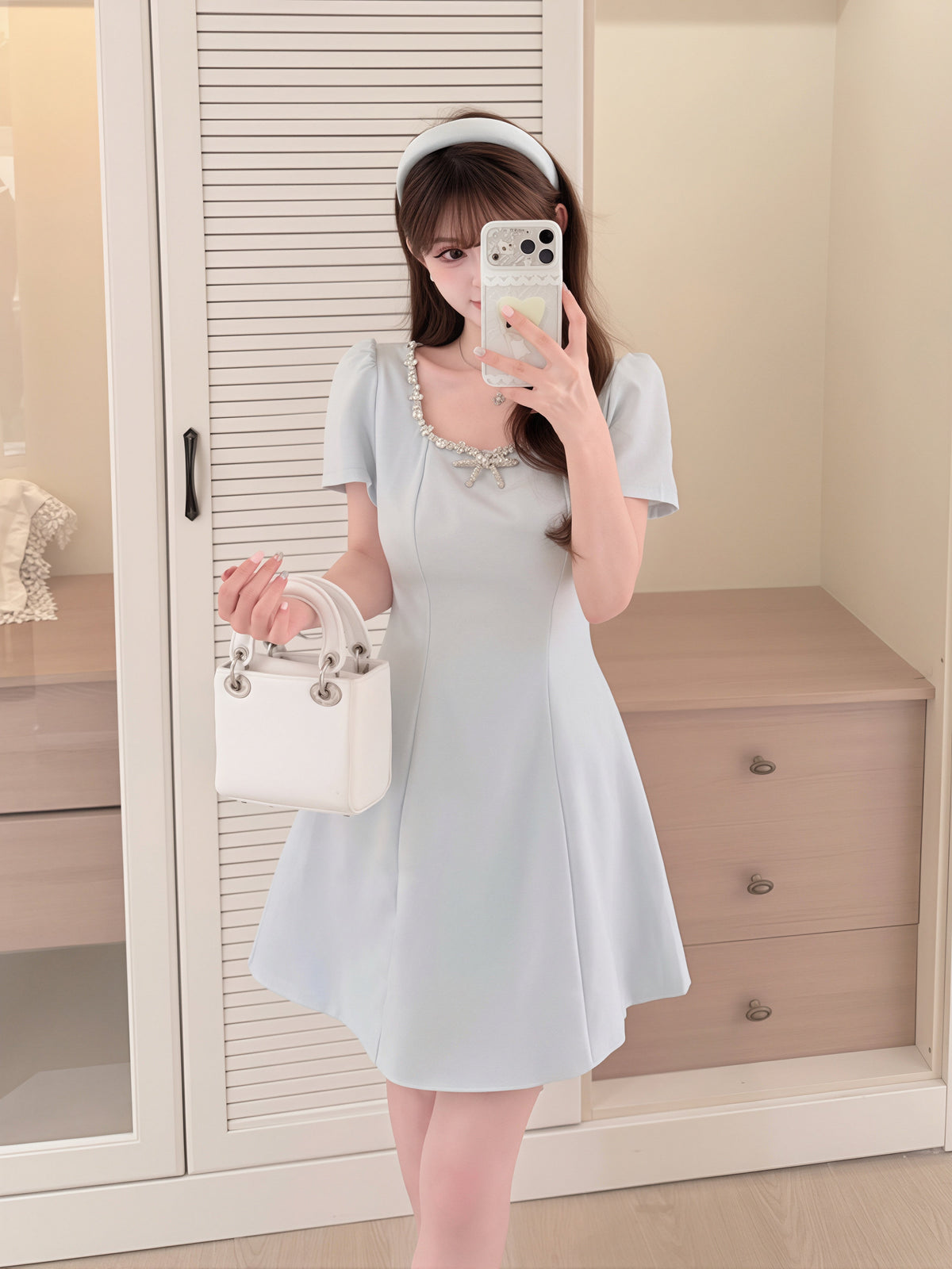 【dress】ラインストーンAラインワンピース Q8760