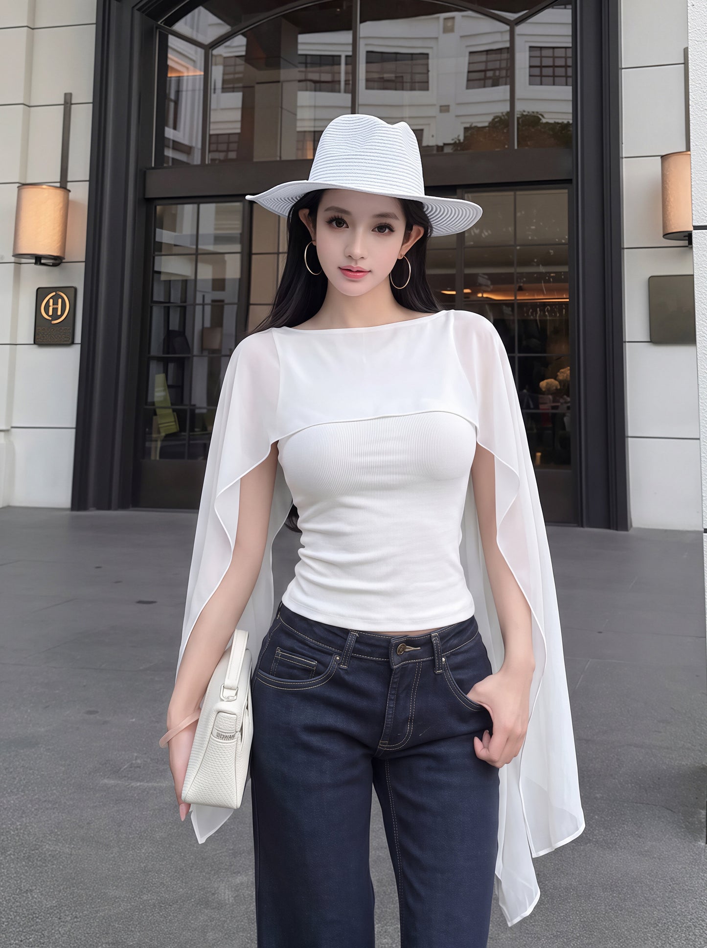 【tops】チュールドッキングケープトップス Q8832