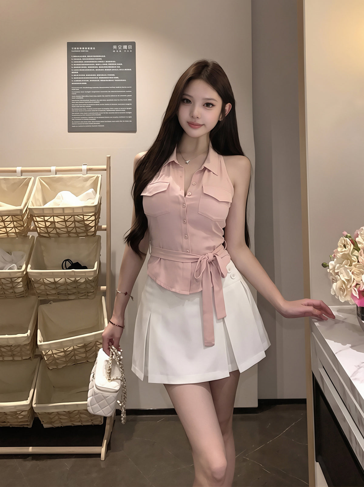 【tops】ノースリーブシャツ Q8853