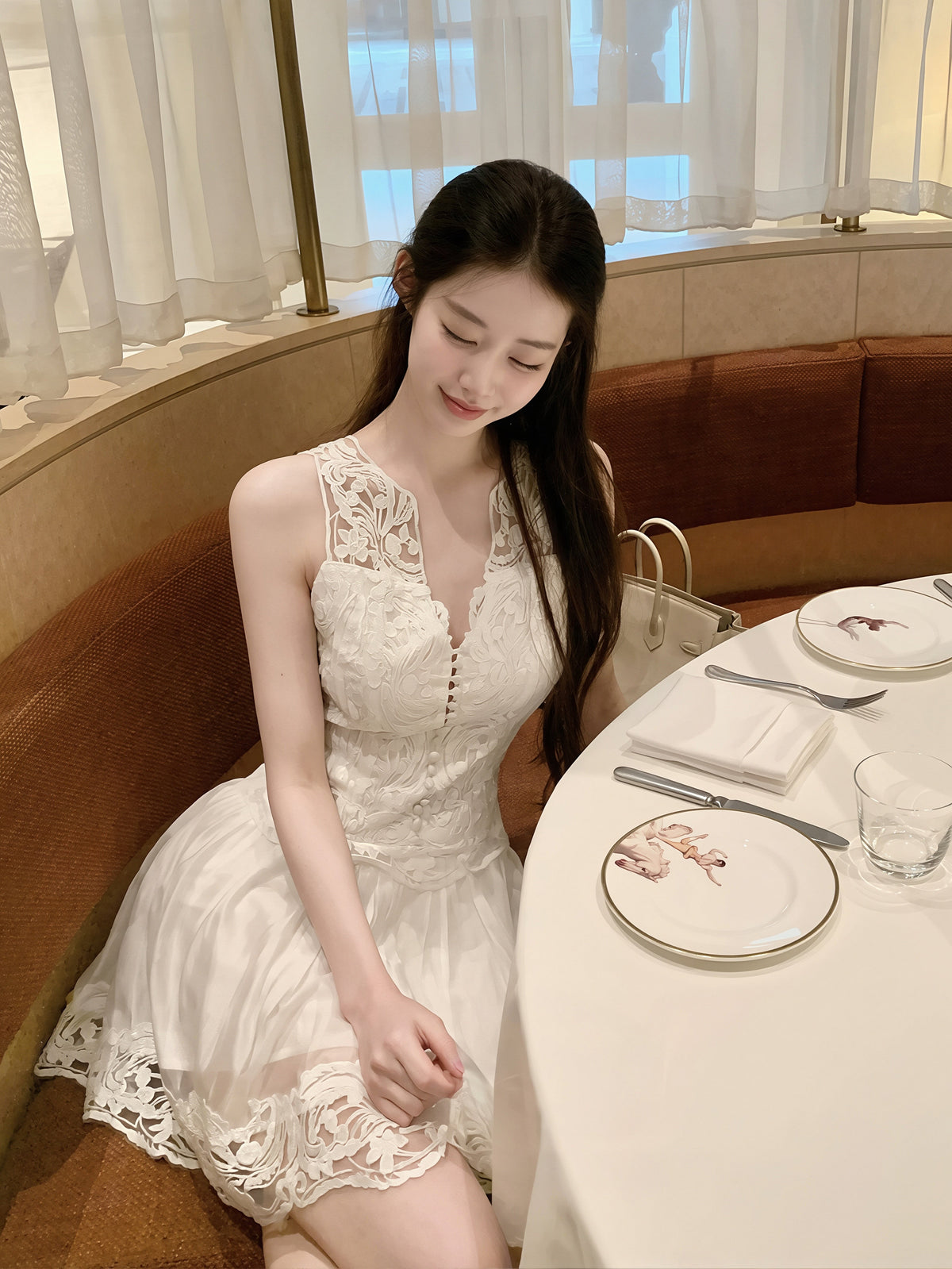 【dress】ノースリーブレースワンピース Q8873