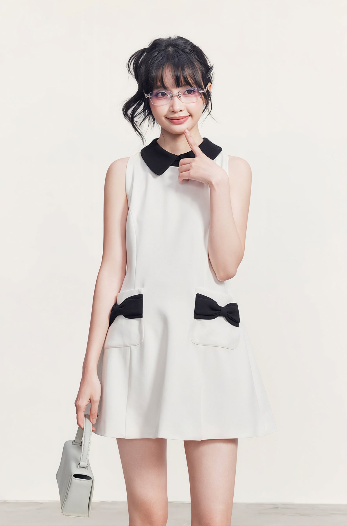【dress】リボン付きAラインワンピース Q8764