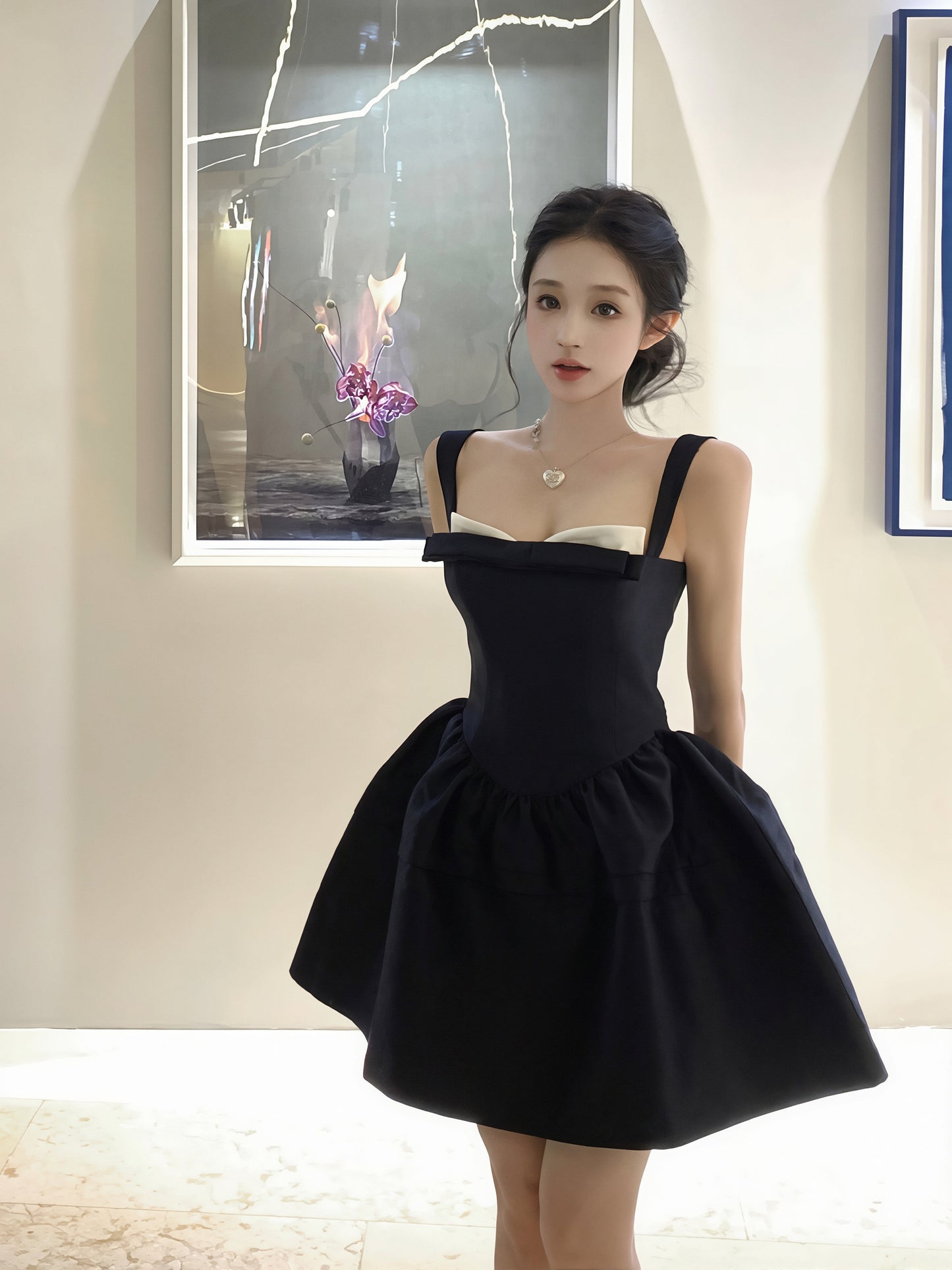 【dress】リボン付きキャミワンピース Q8740