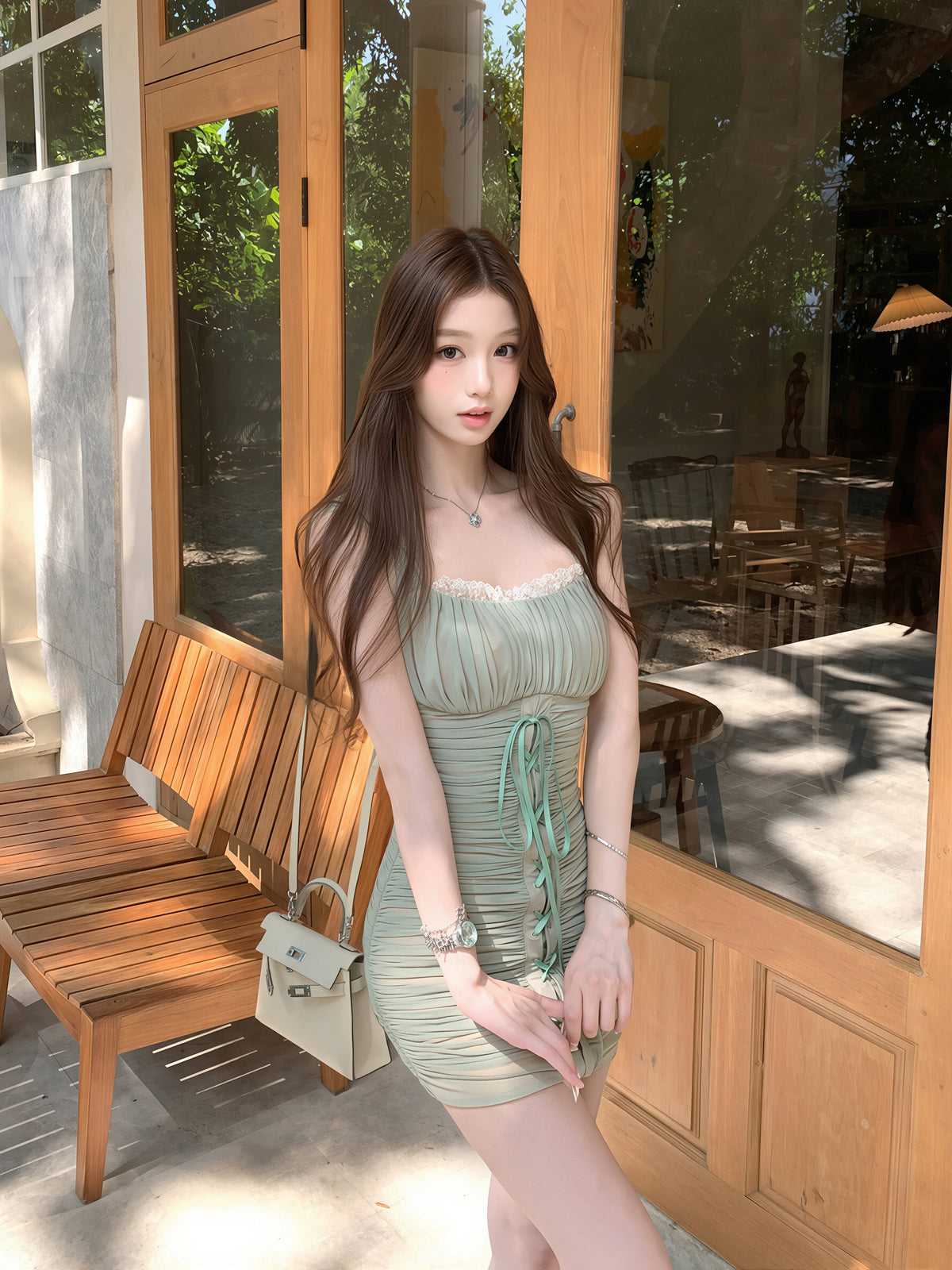 【dress】2WAYストラップギャザーミニワンピース Q8763
