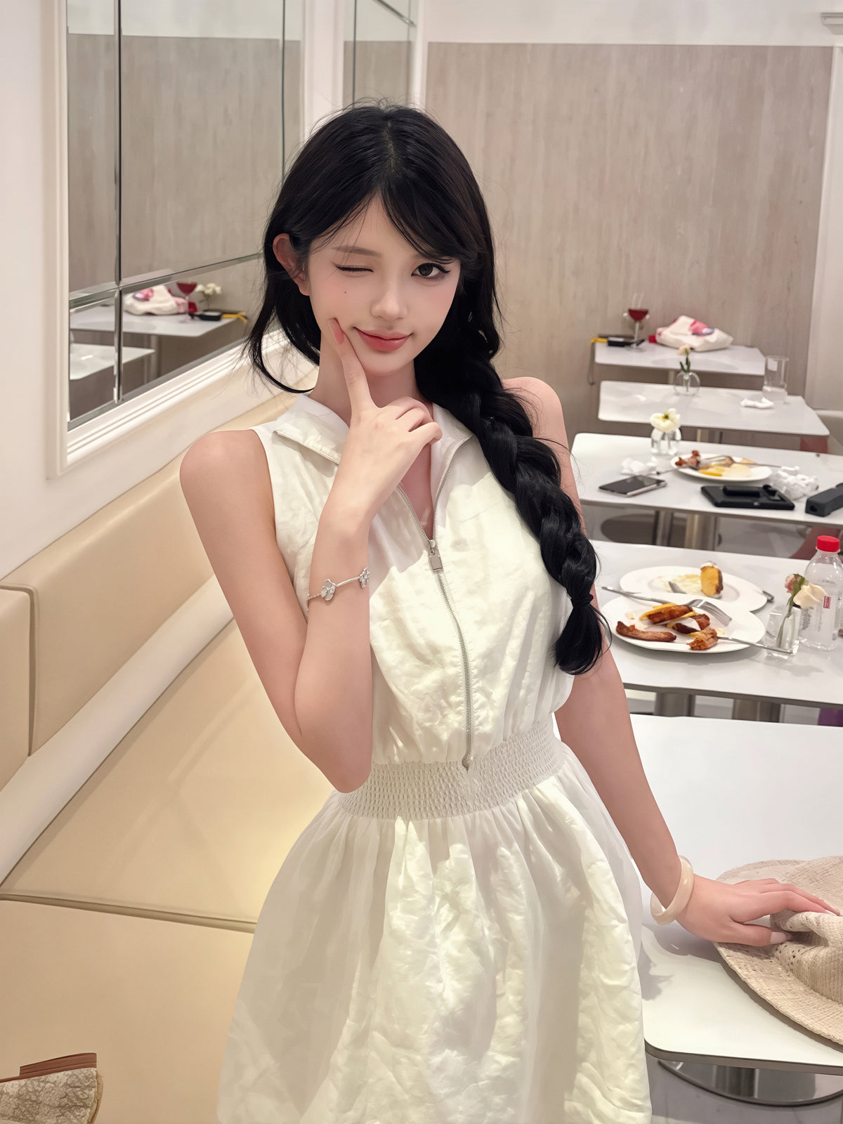 【dress】ノースリーブポロネックワンピース Q8864