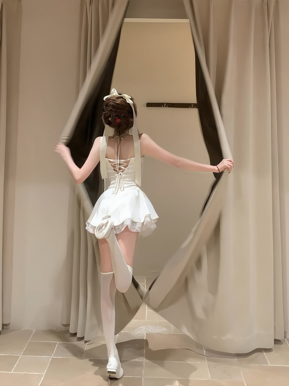 【dress】レースドッキングキャミワンピース Q8762