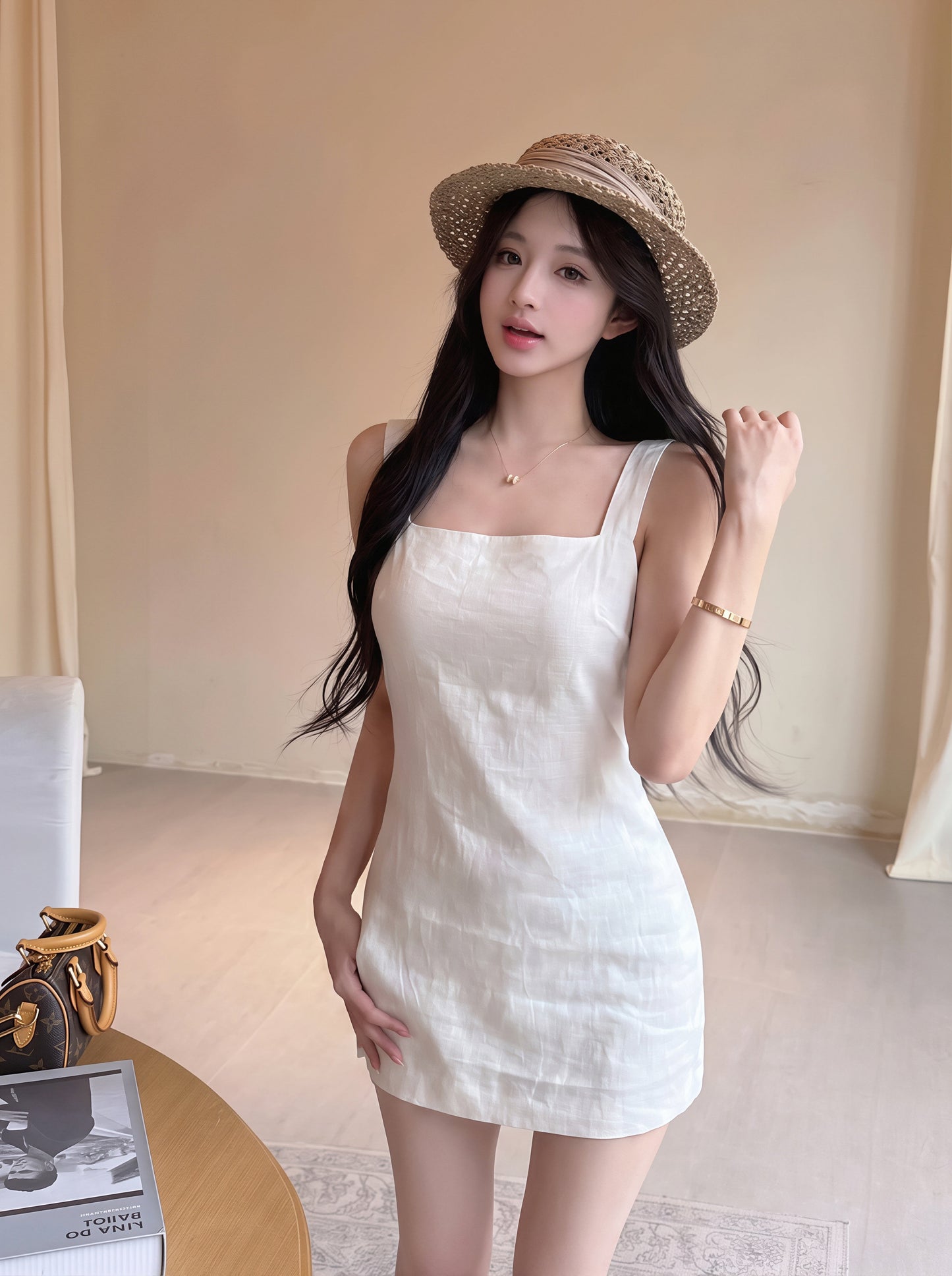 【dress】リネンキャミワンピース Q8793