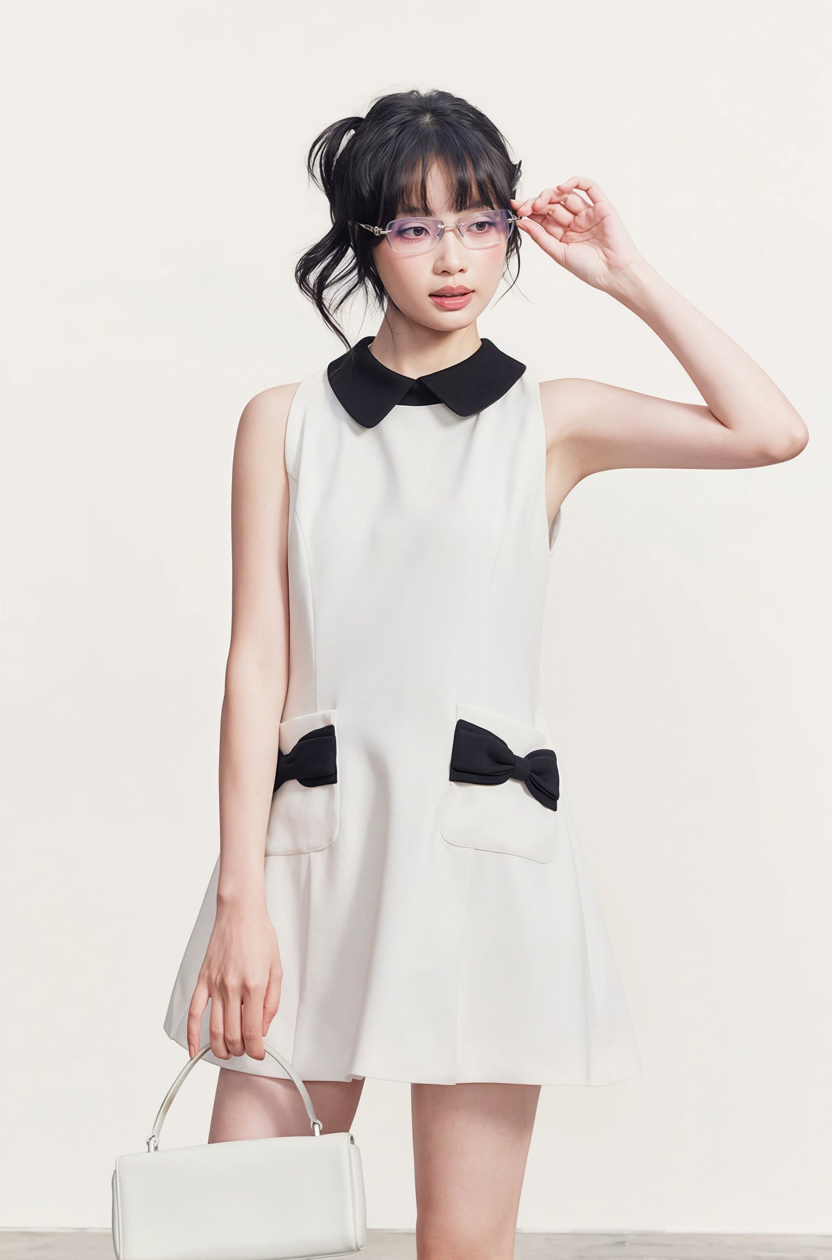 【dress】リボン付きAラインワンピース Q8764