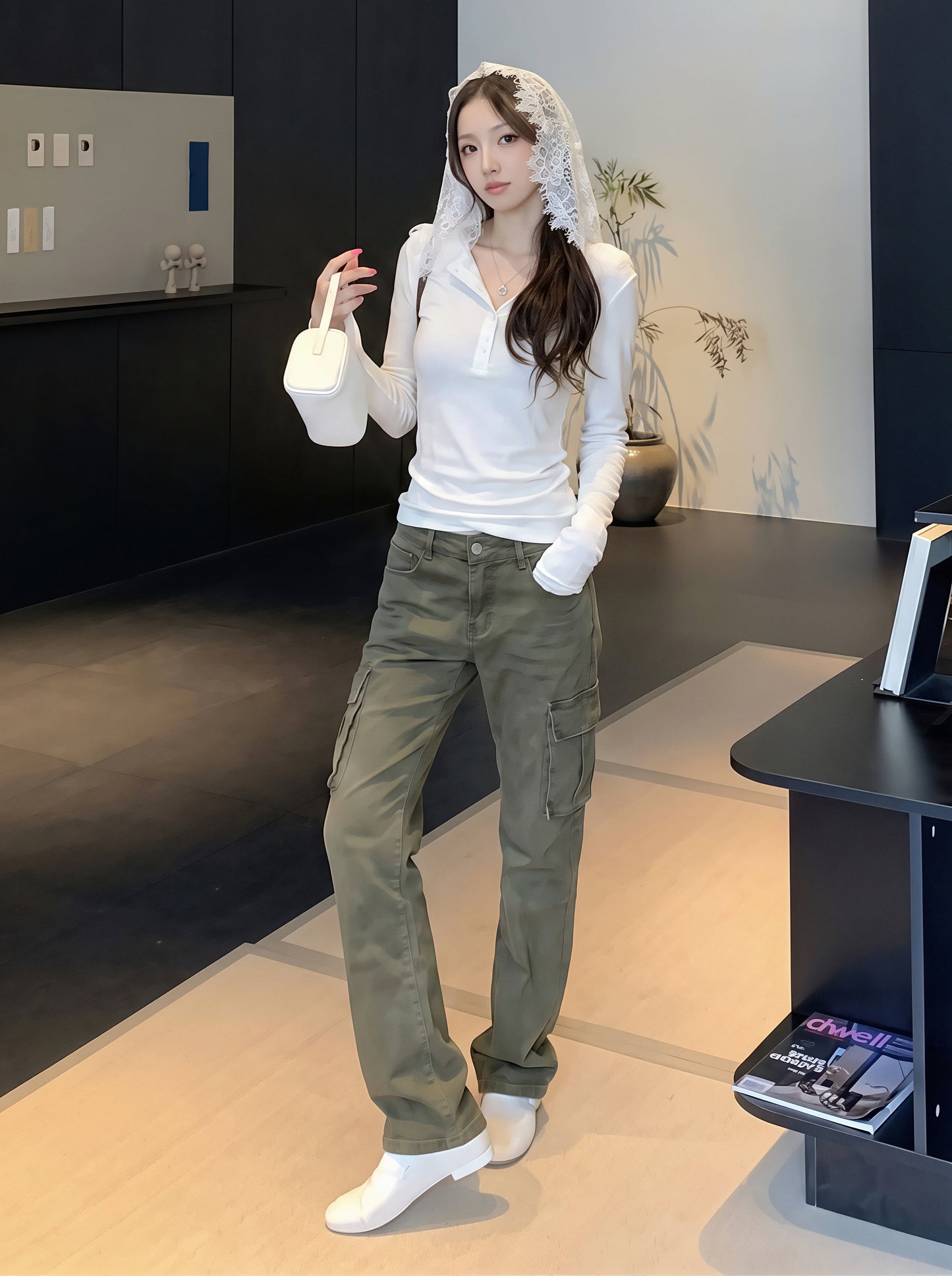 【tops】レースフード付きTシャツ Q8838