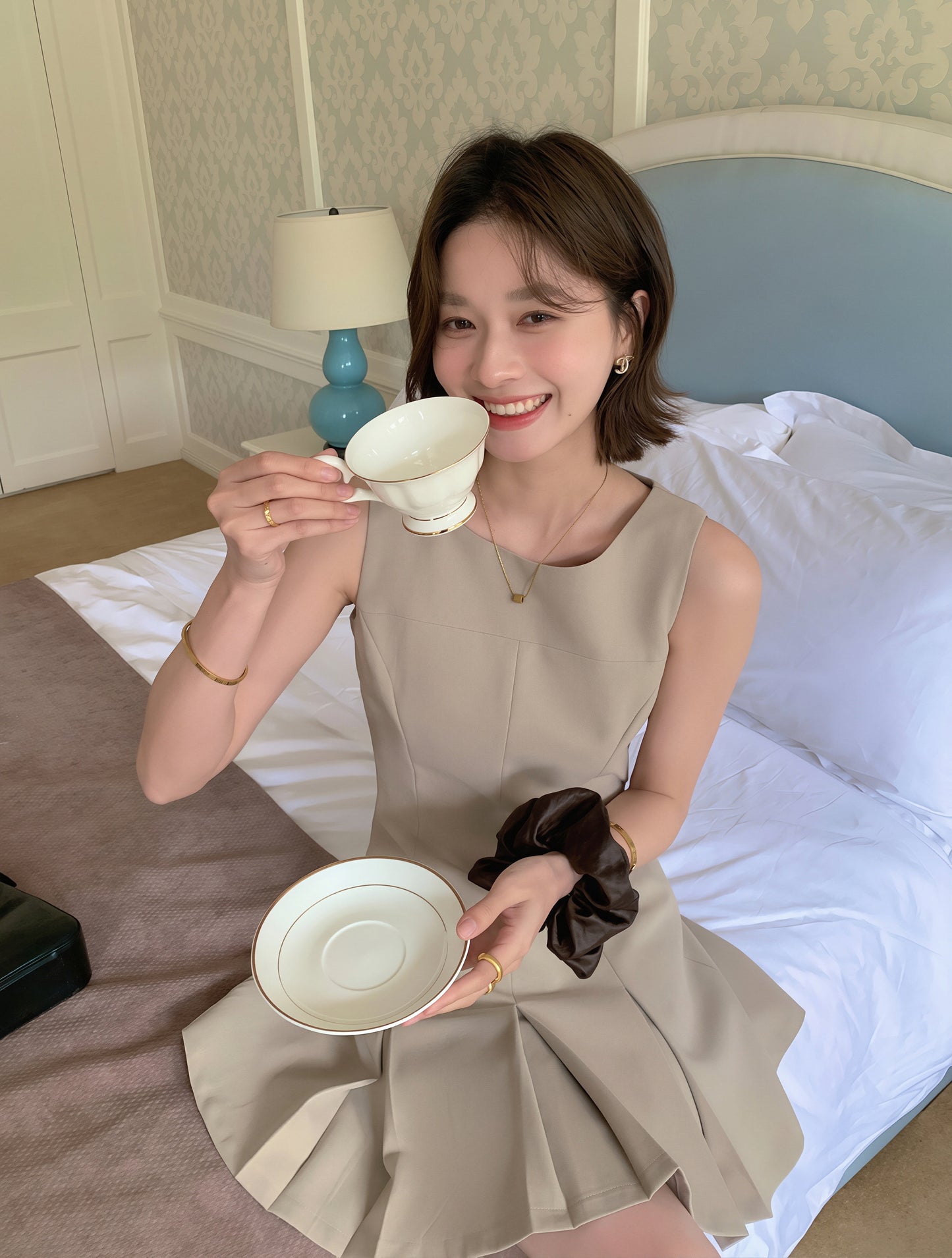 【dress】ノースリーブAラインワンピース Q8806