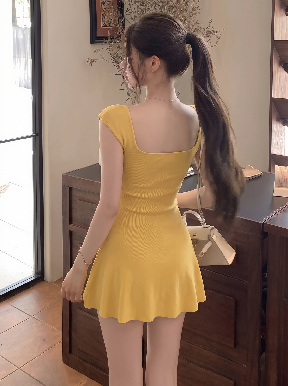 【dress】スクエアネックAラインワンピース Q8837