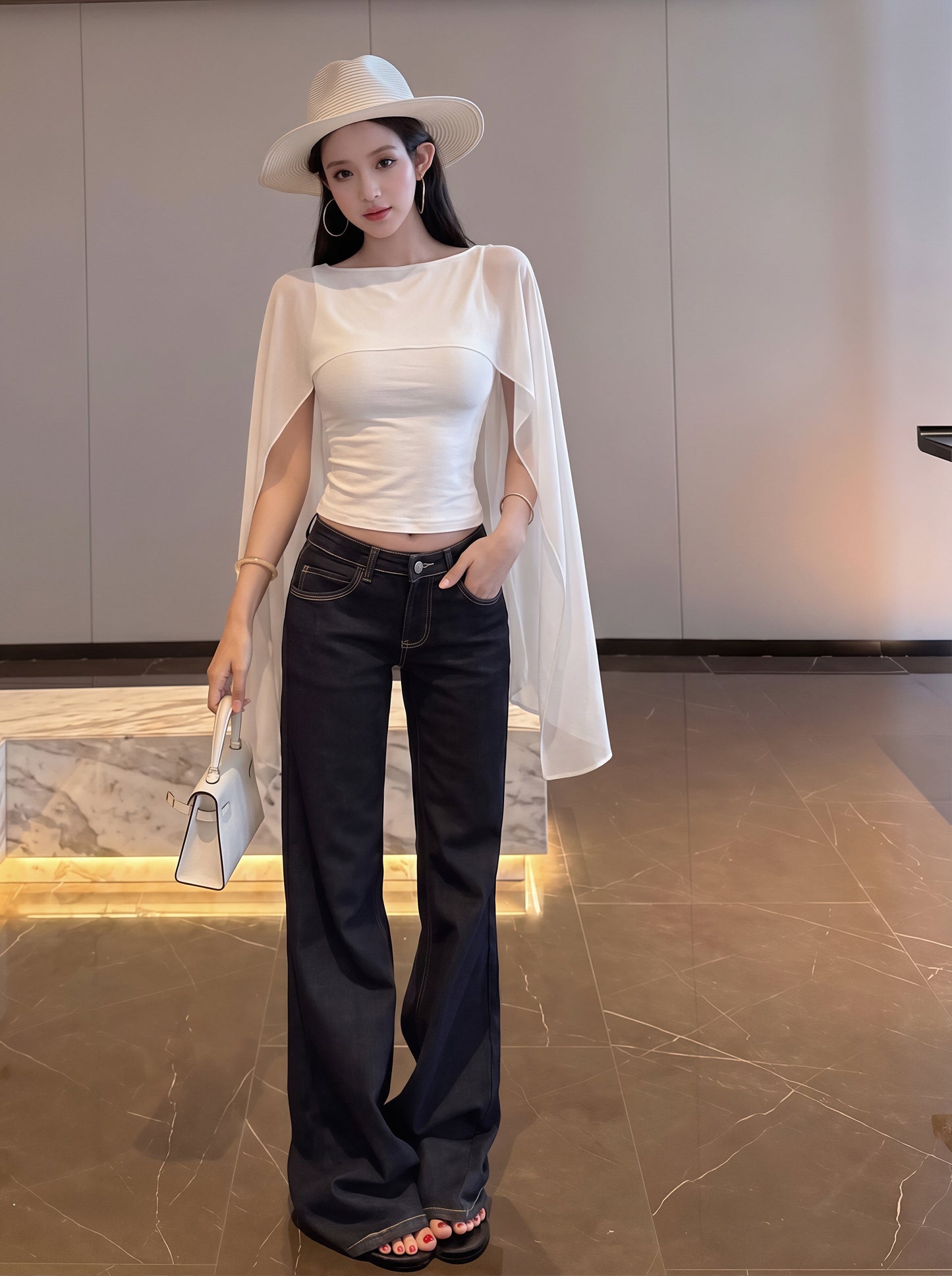 【tops】チュールドッキングケープトップス Q8832