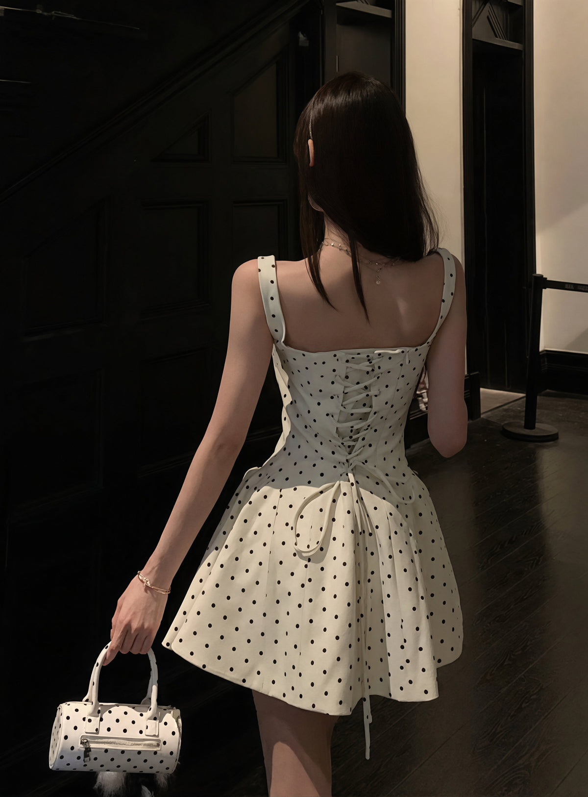 【dress】ドット柄ベストワンピース Q8847