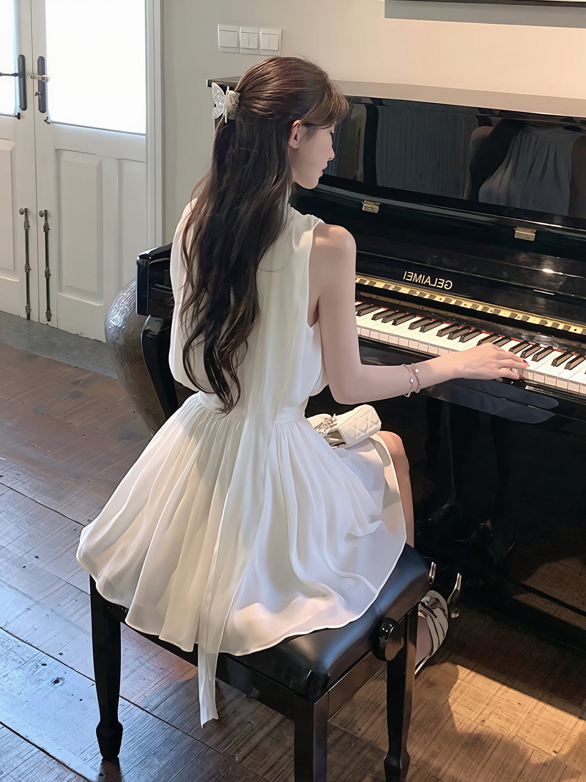 【set】ノースリーブトップス×ミニスカートセット Q8822