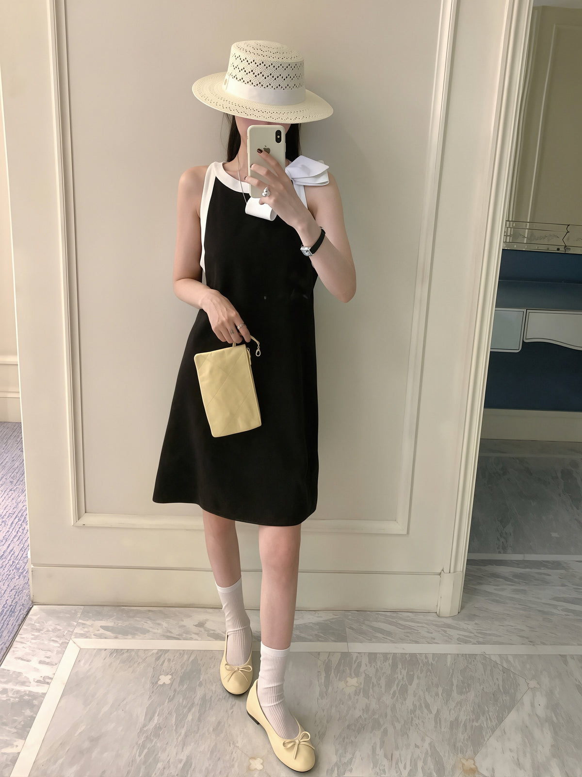 【dress】リボン付きノースリーブワンピース Q8876