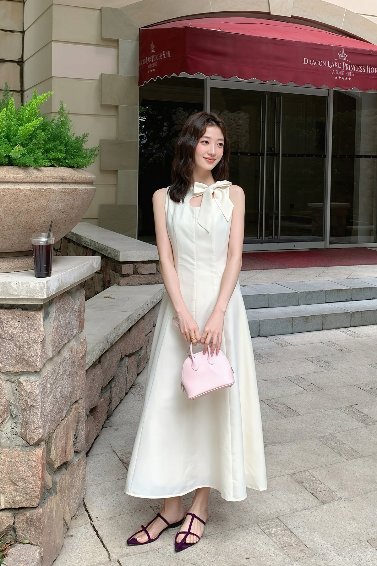 【dress】リボンロングワンピース Q8765