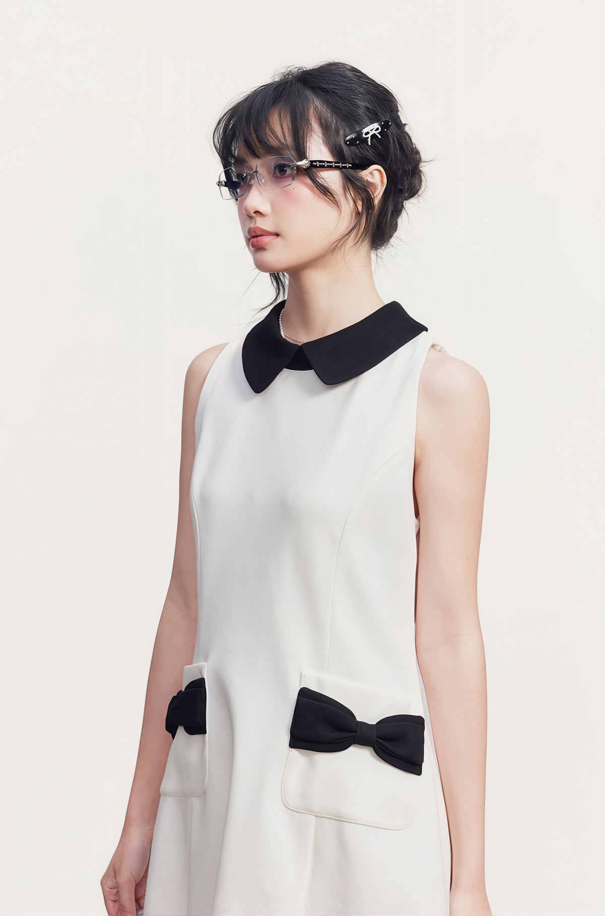 【dress】リボン付きAラインワンピース Q8764