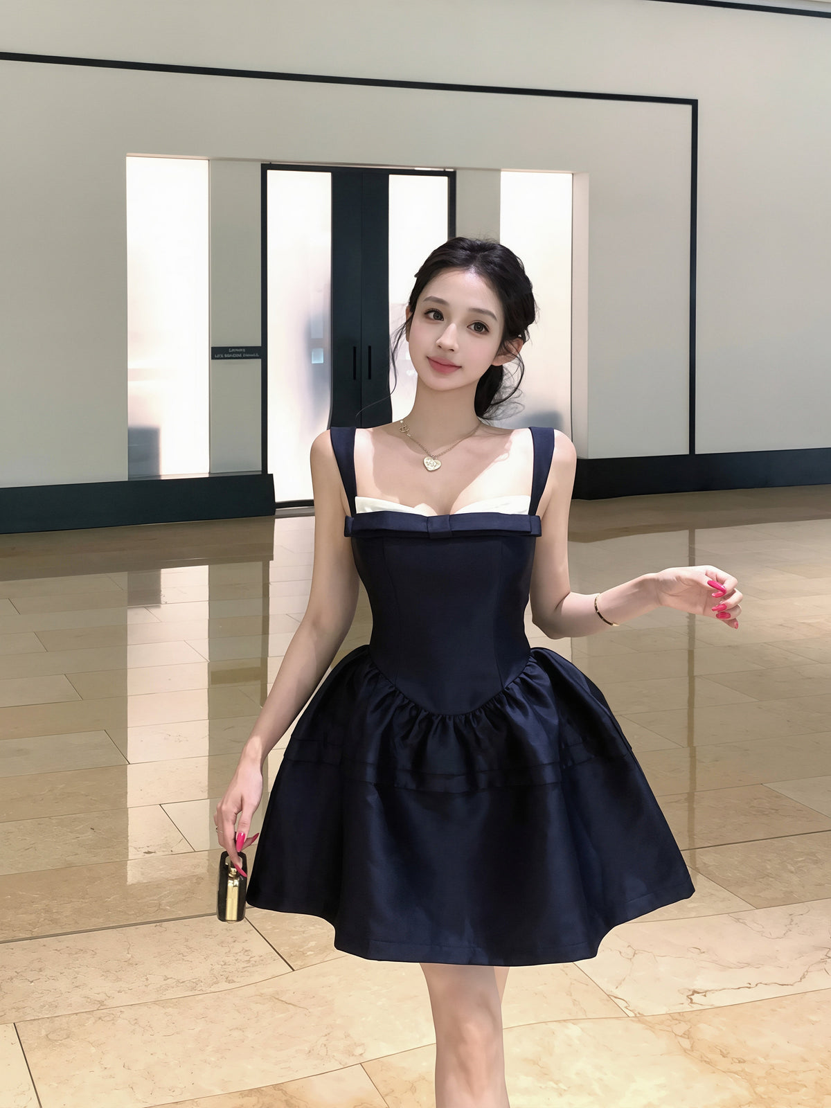 【dress】リボン付きキャミワンピース Q8740