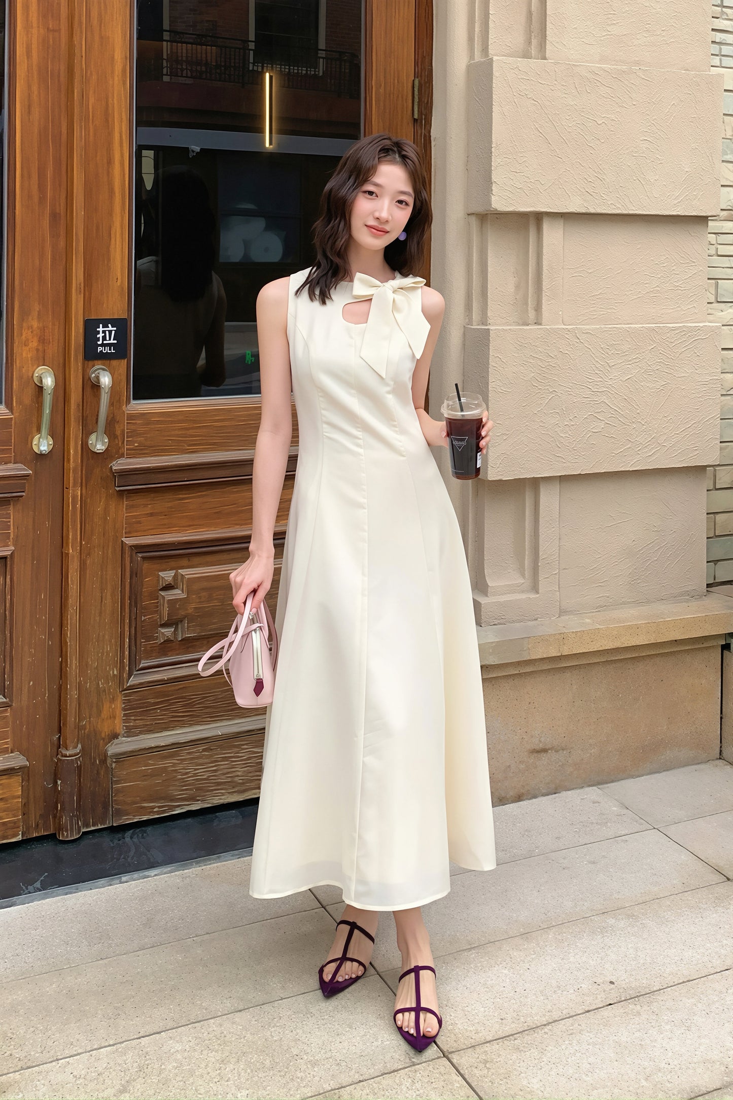 【dress】リボンロングワンピース Q8765