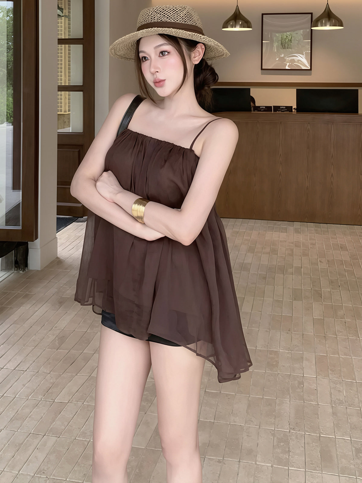 【tops】シフォンキャミソール Q8779