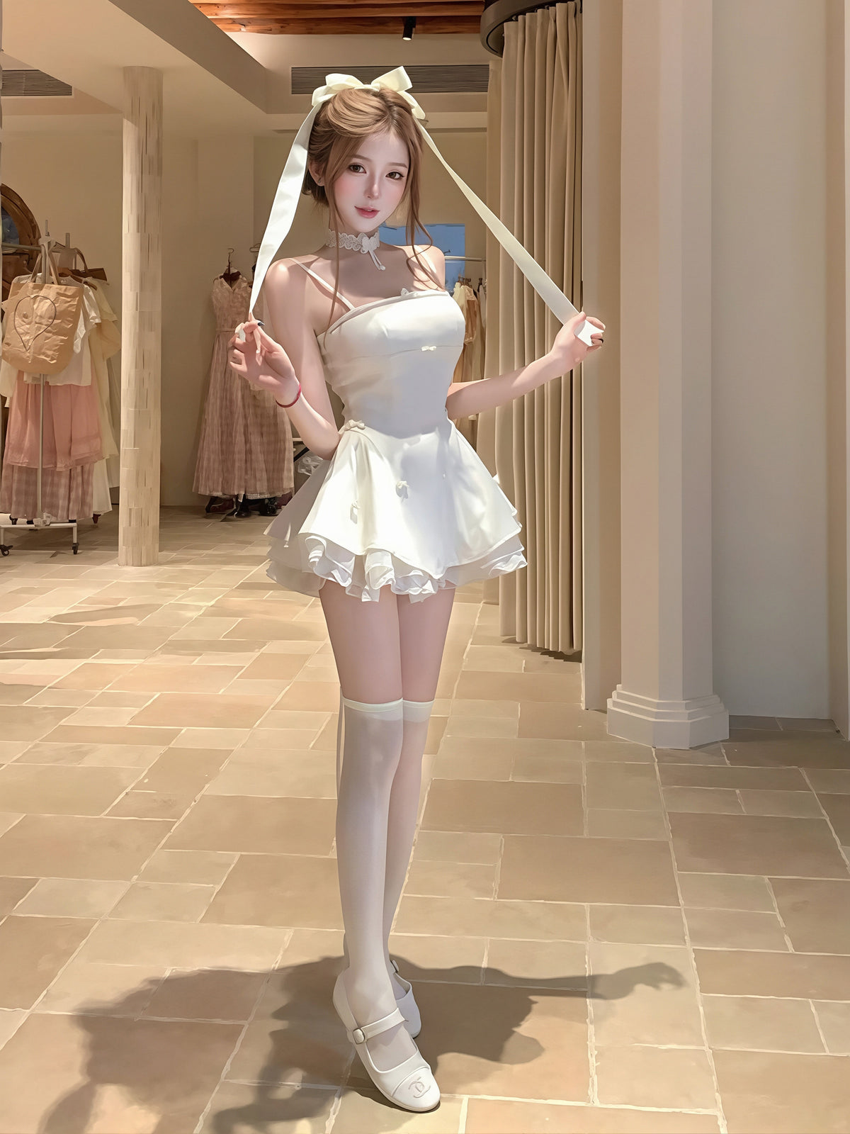 【dress】レースドッキングキャミワンピース Q8762