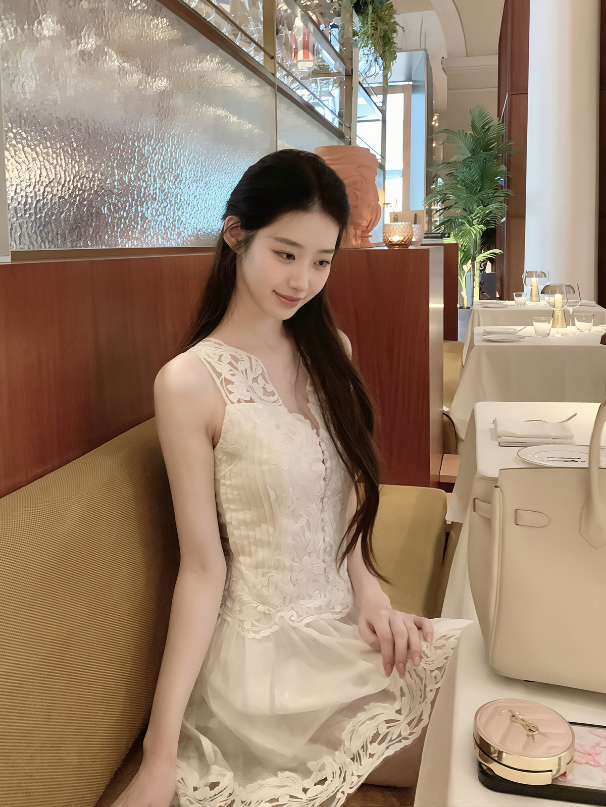 【dress】ノースリーブレースワンピース Q8873