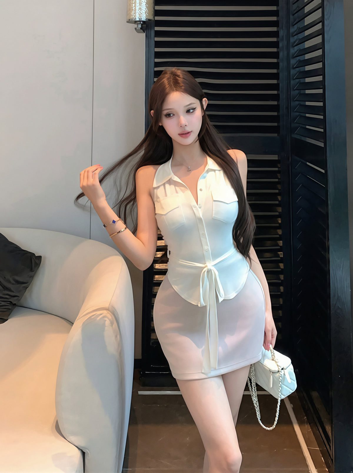 【tops】ノースリーブシャツ Q8853