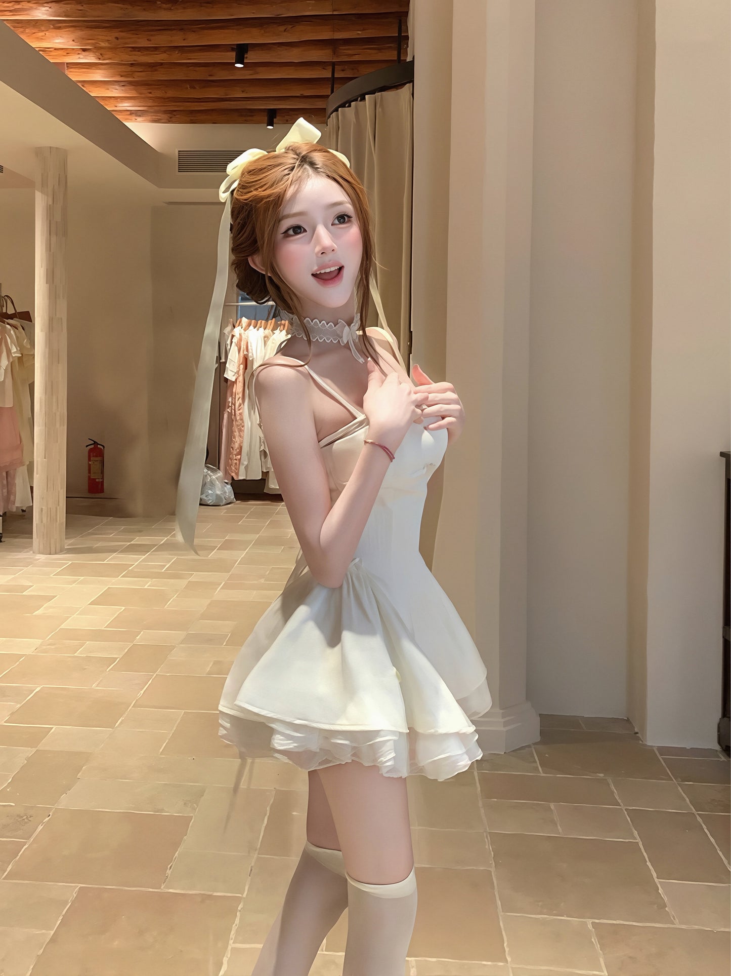 【dress】レースドッキングキャミワンピース Q8762