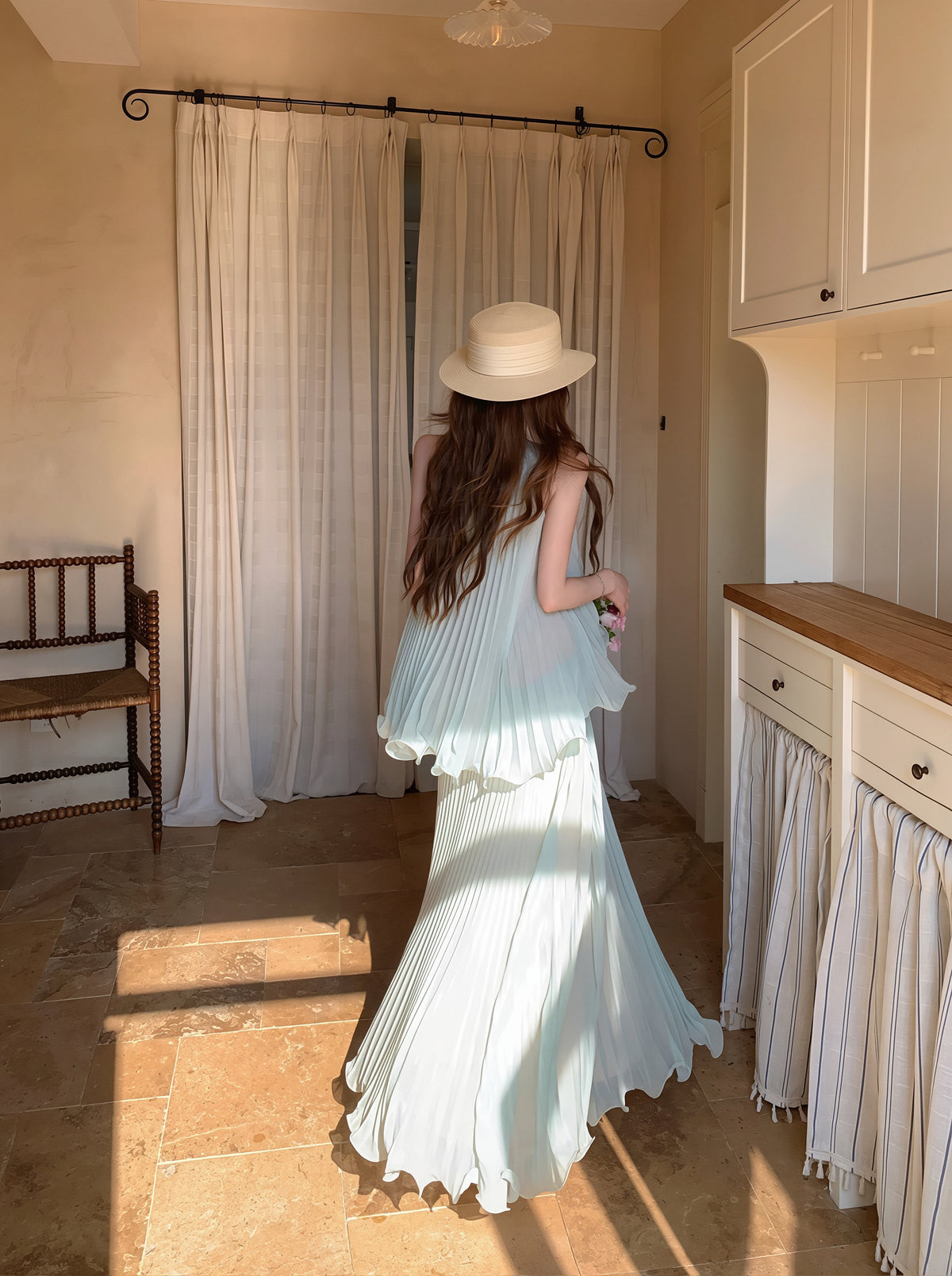 【dress】ノースリーブロングワンピース Q8729