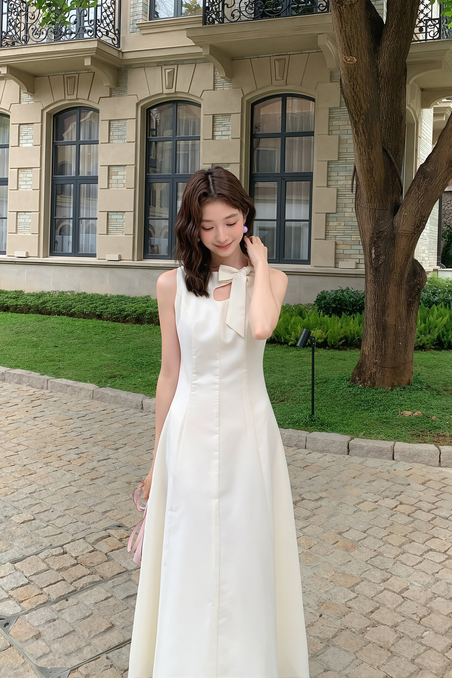 【dress】リボンロングワンピース Q8765
