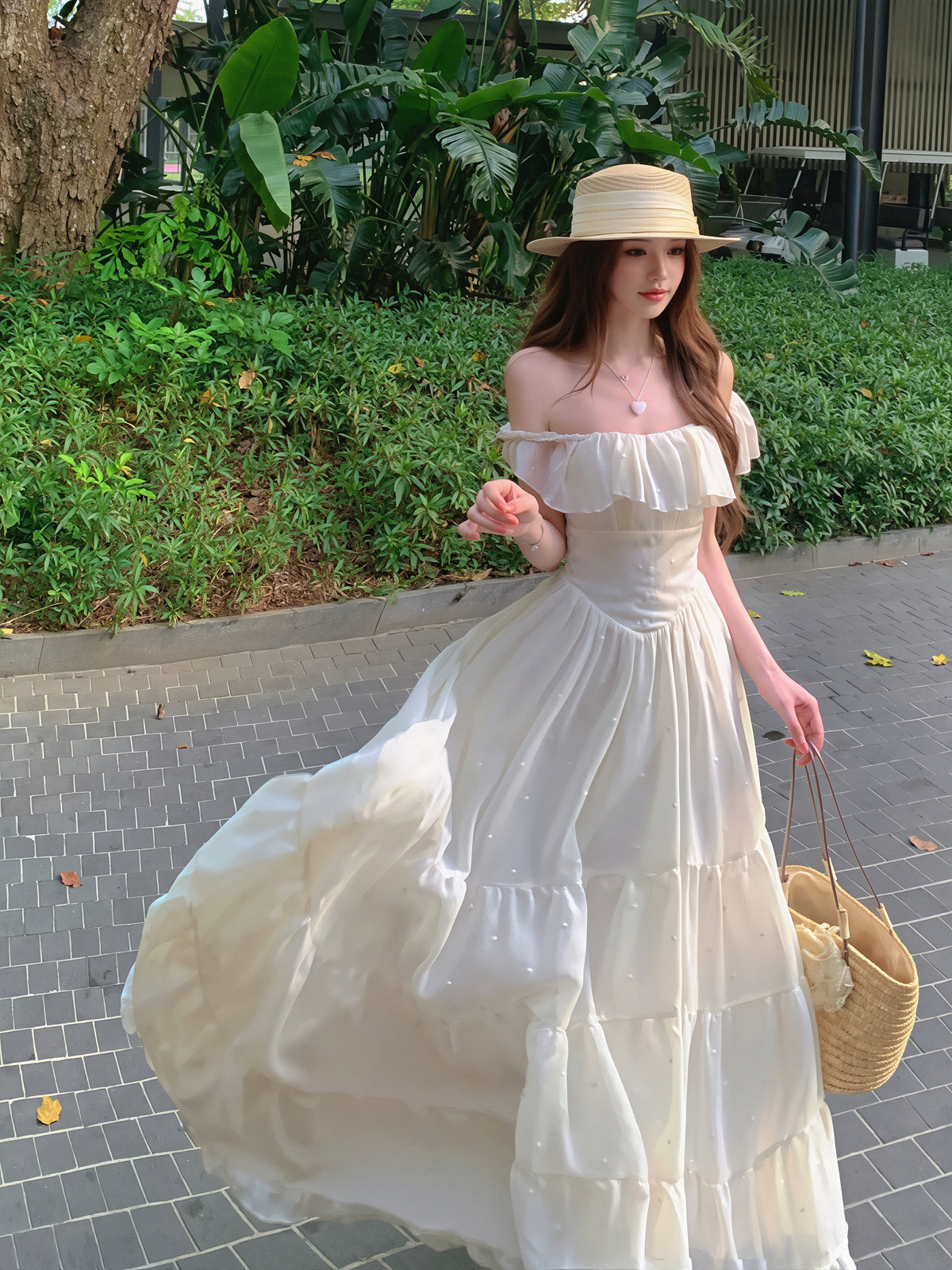 【dress】フリルロングワンピース Q8863