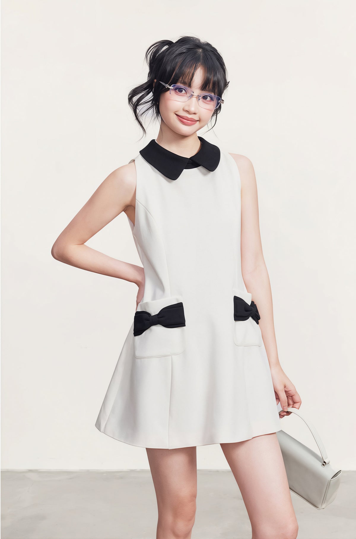 【dress】リボン付きAラインワンピース Q8764