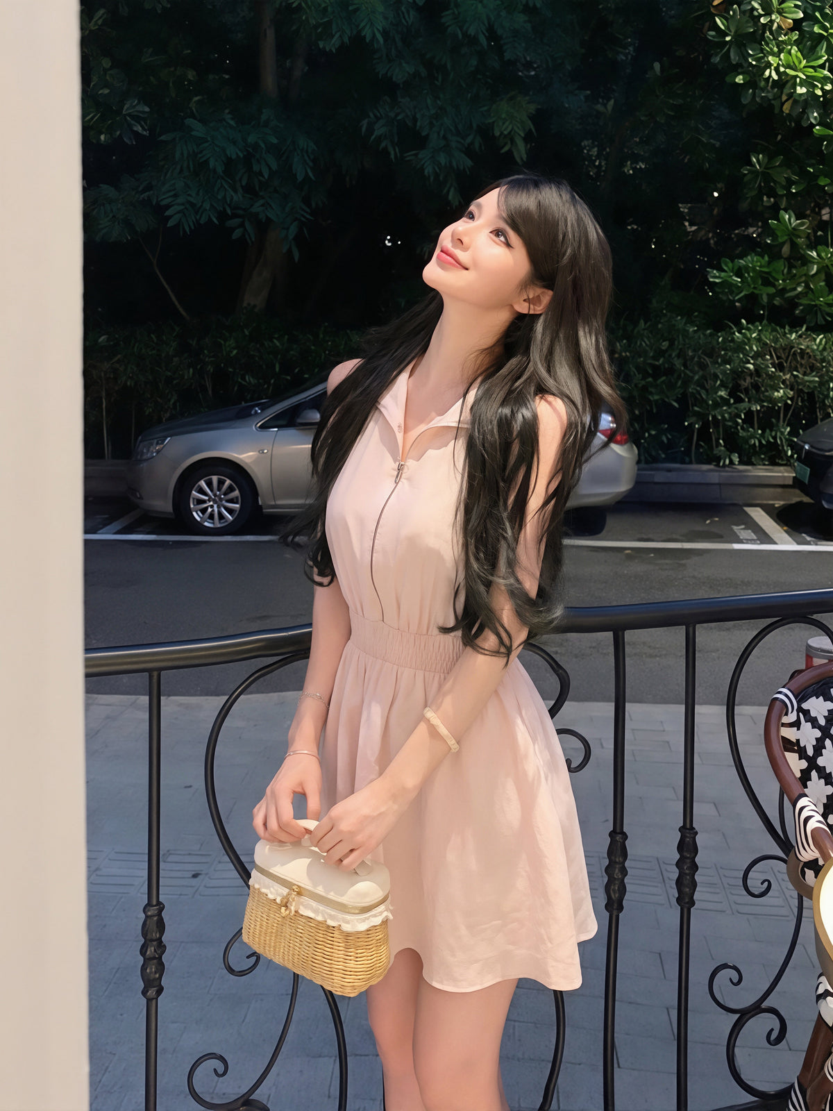 【dress】ノースリーブポロネックワンピース Q8864