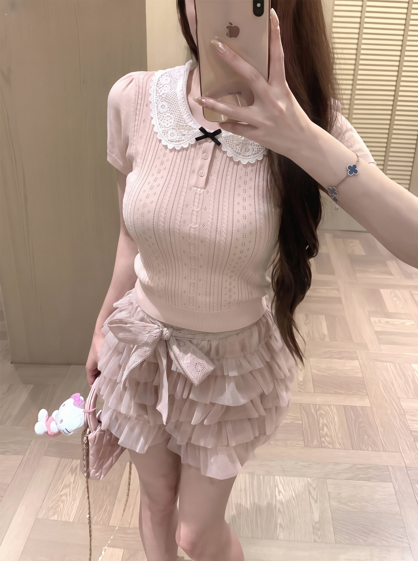 【tops】ピーターパンカラーニットトップス Q8836