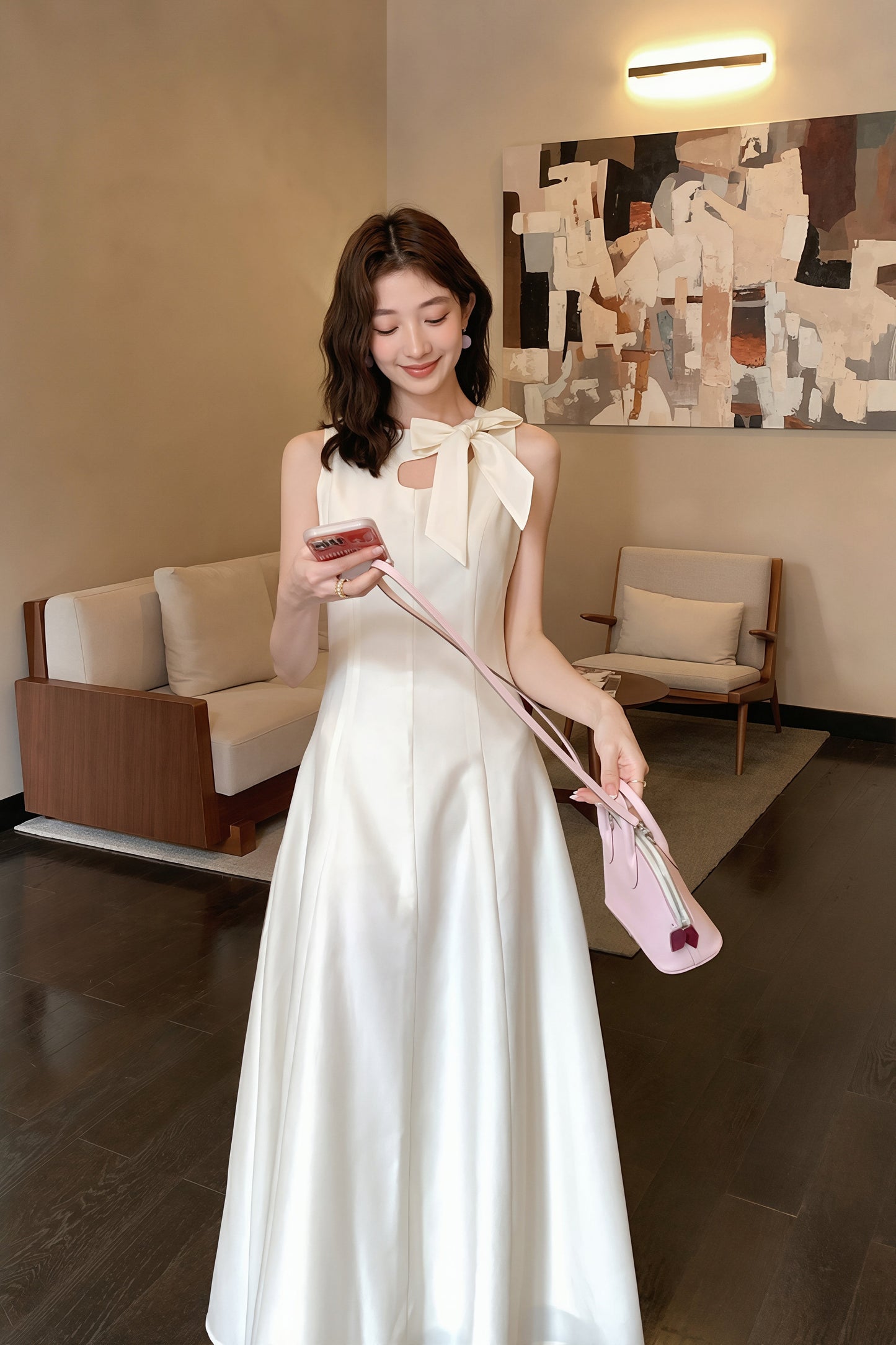 【dress】リボンロングワンピース Q8765