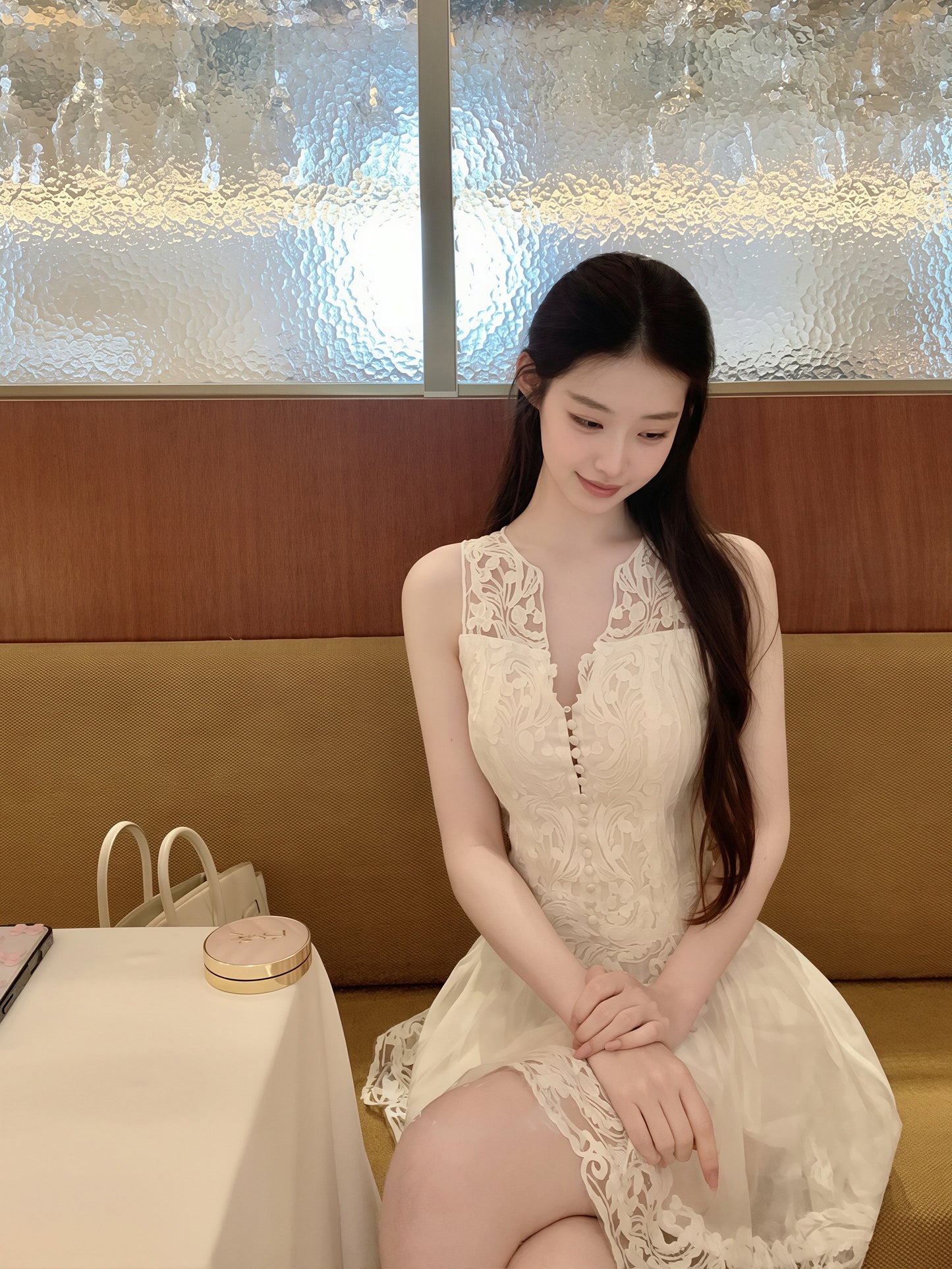【dress】ノースリーブレースワンピース Q8873
