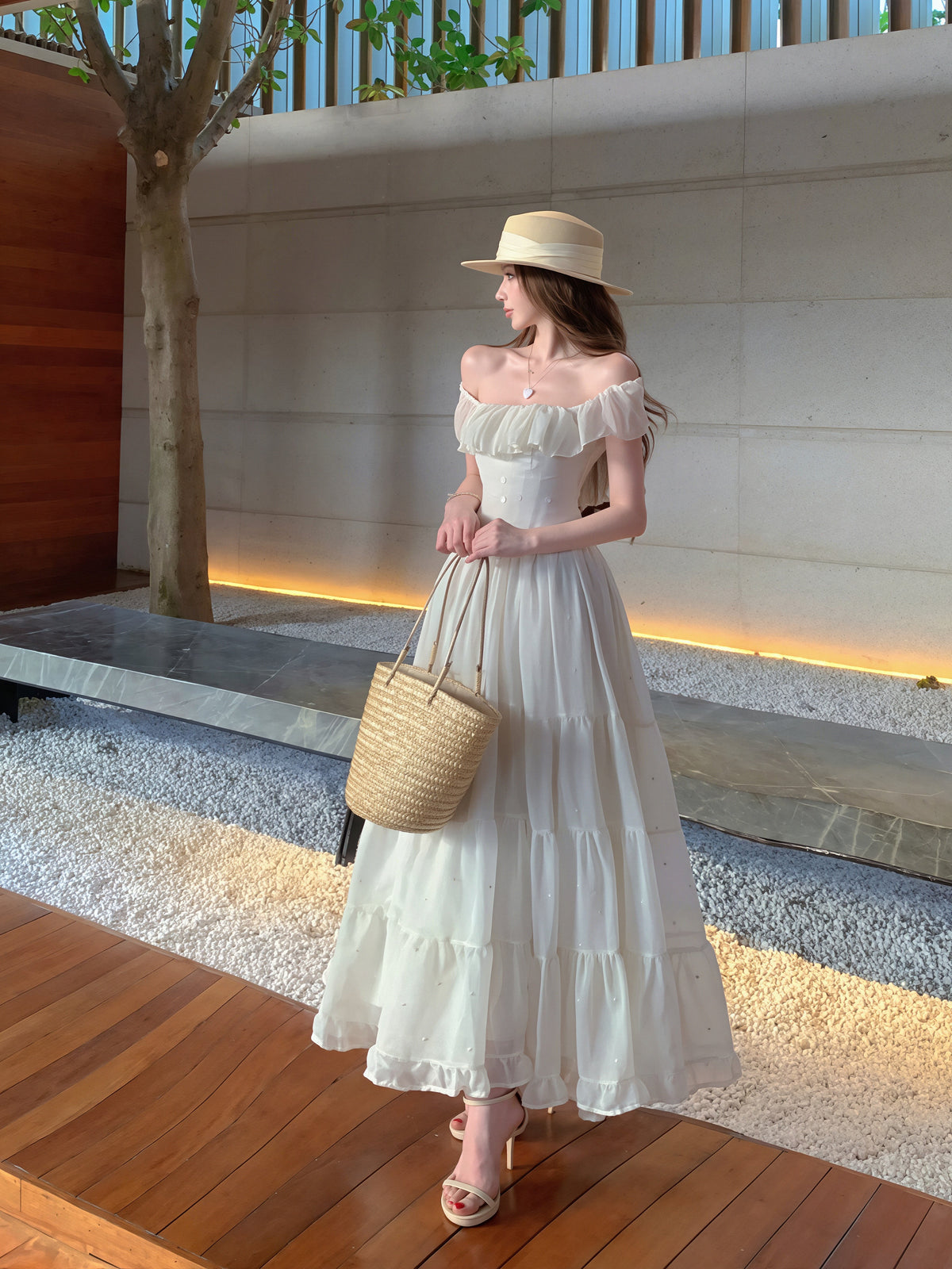 【dress】フリルロングワンピース Q8863