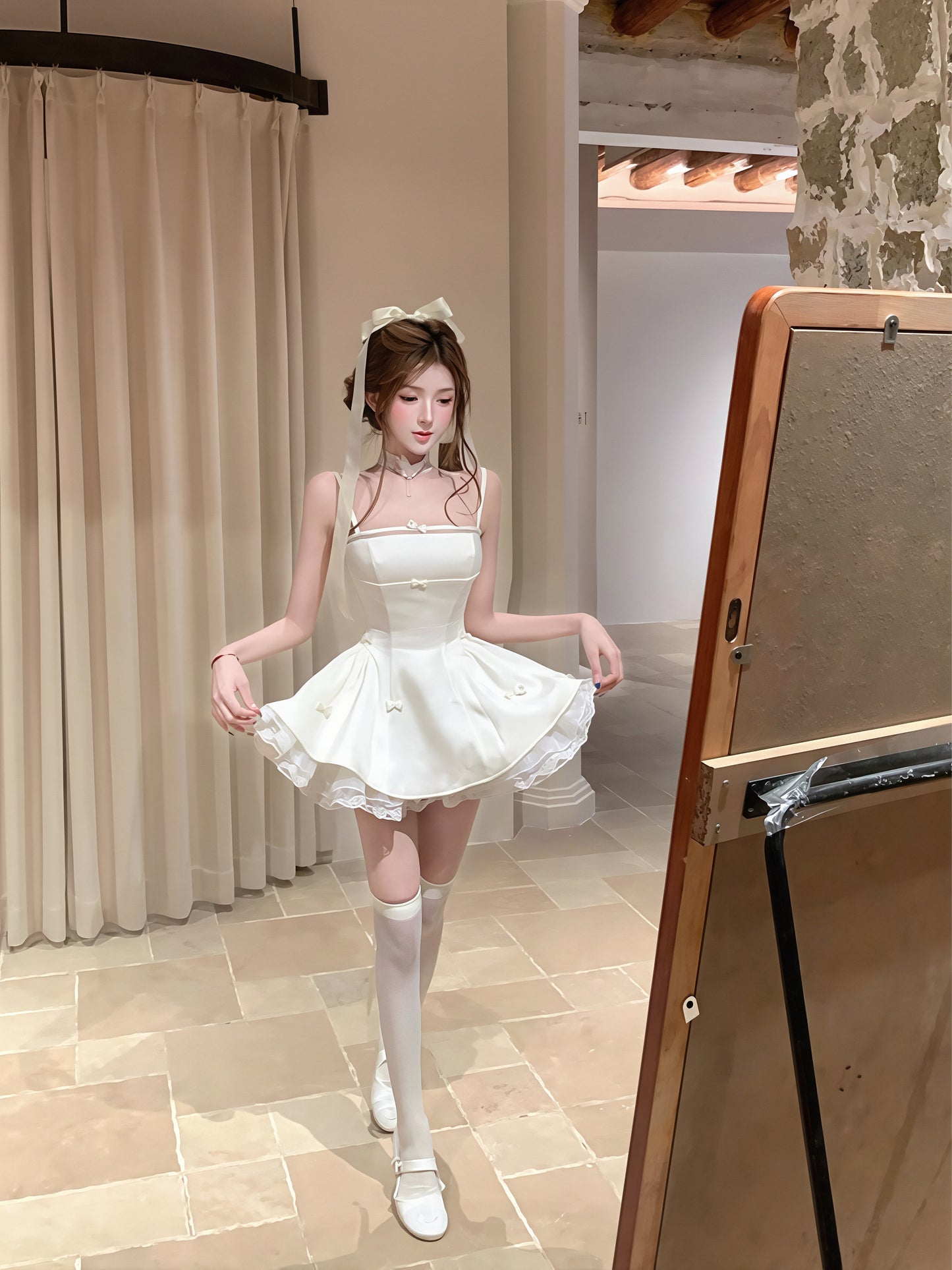 【dress】レースドッキングキャミワンピース Q8762
