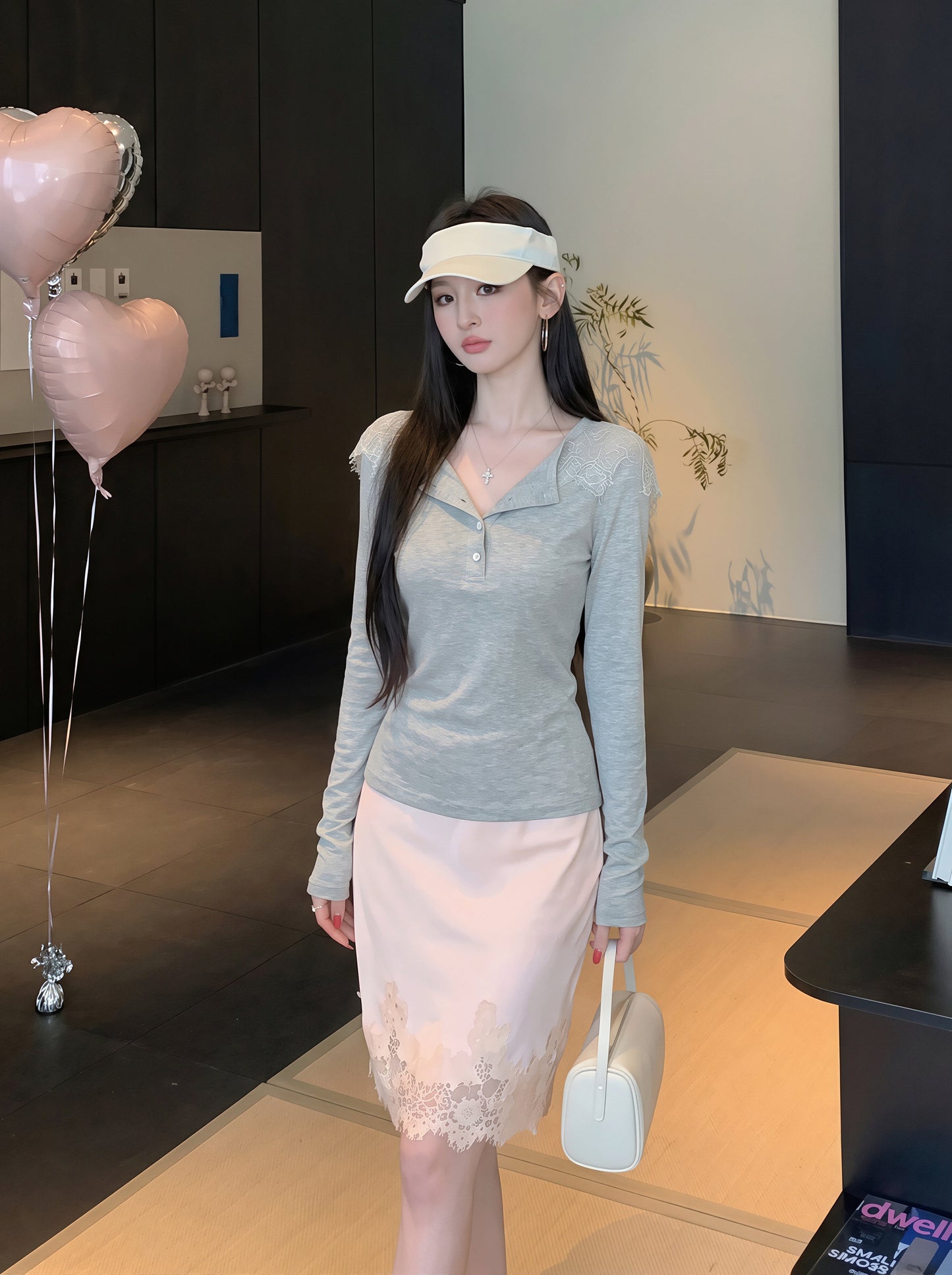 【tops】レースフード付きTシャツ Q8838
