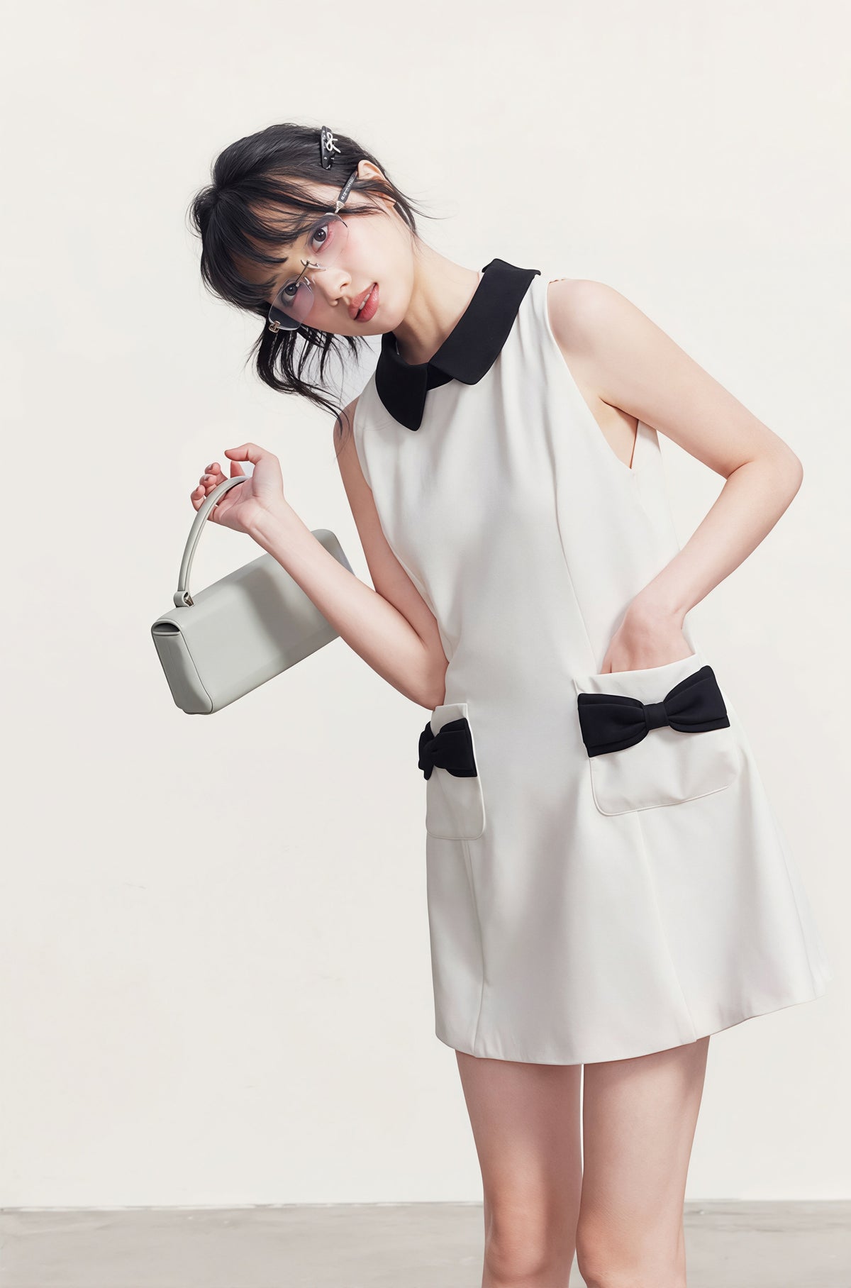 【dress】リボン付きAラインワンピース Q8764