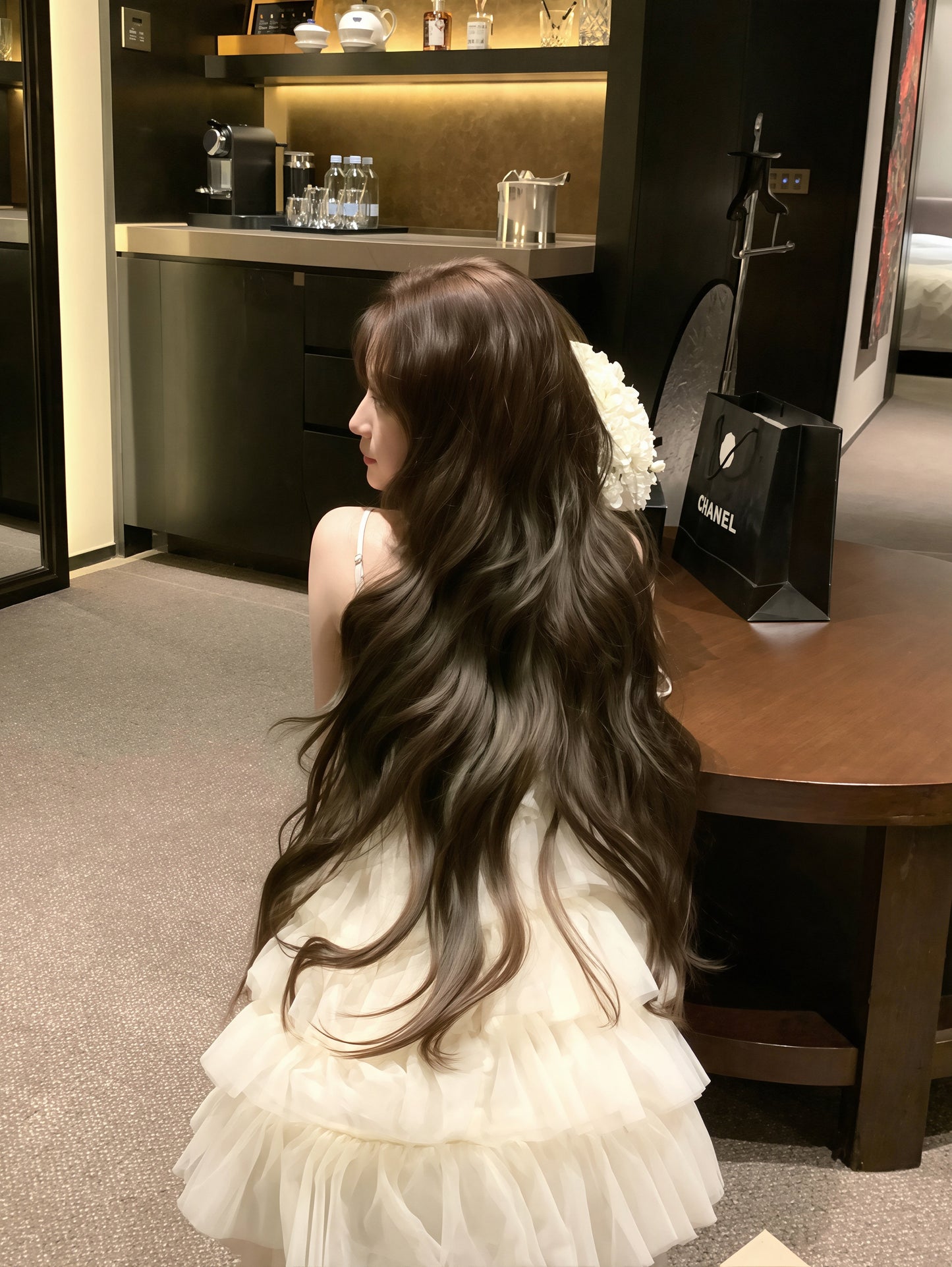 【dress】リボン付きティアードキャミワンピース Q8879