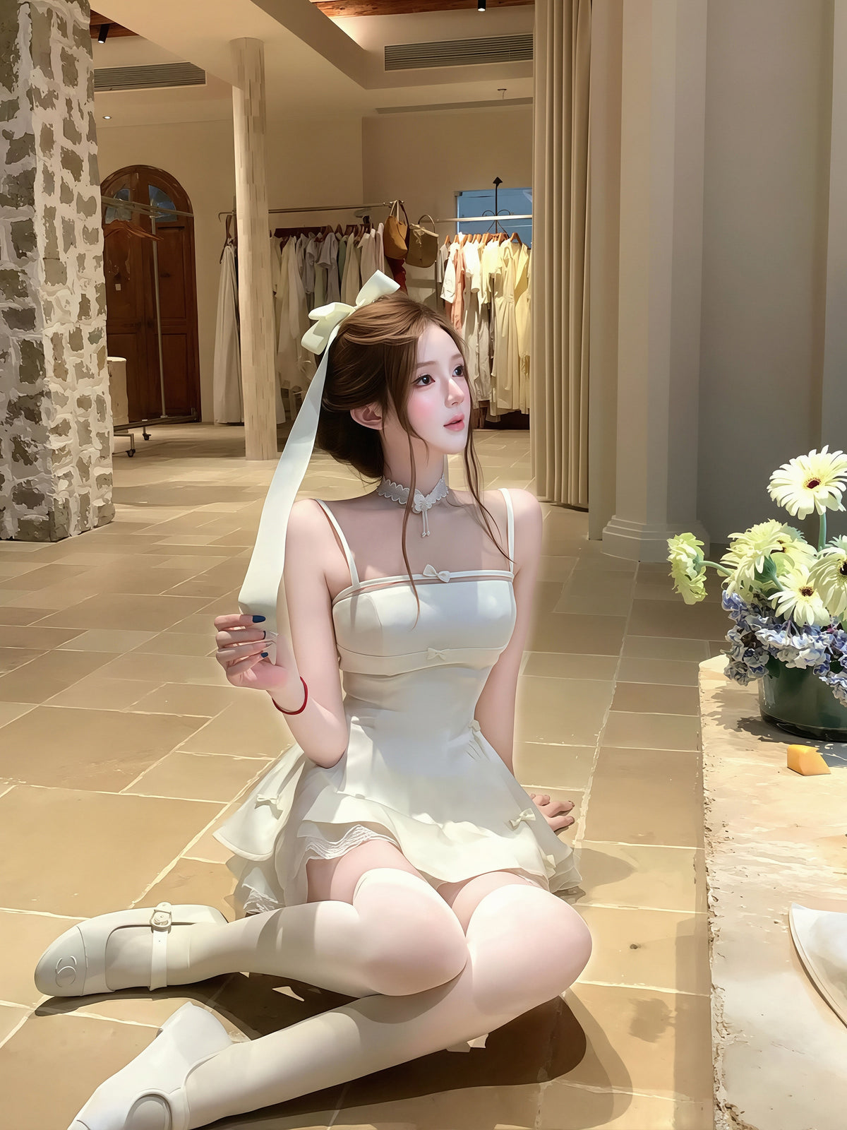 【dress】レースドッキングキャミワンピース Q8762