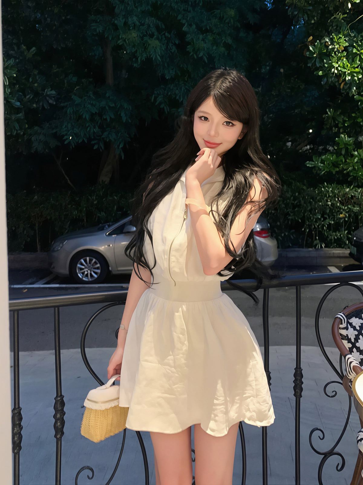 【dress】ノースリーブポロネックワンピース Q8864