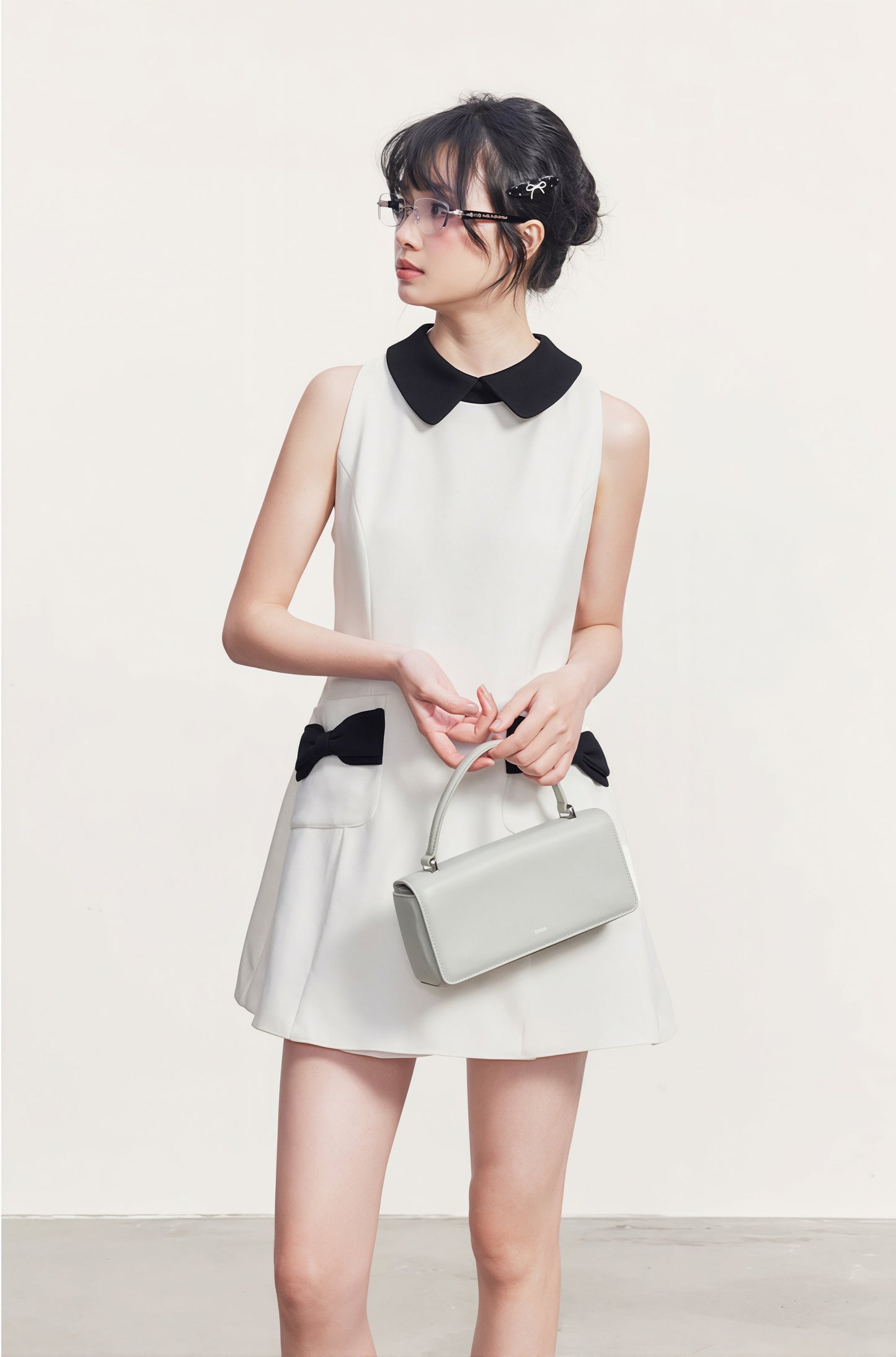 【dress】リボン付きAラインワンピース Q8764