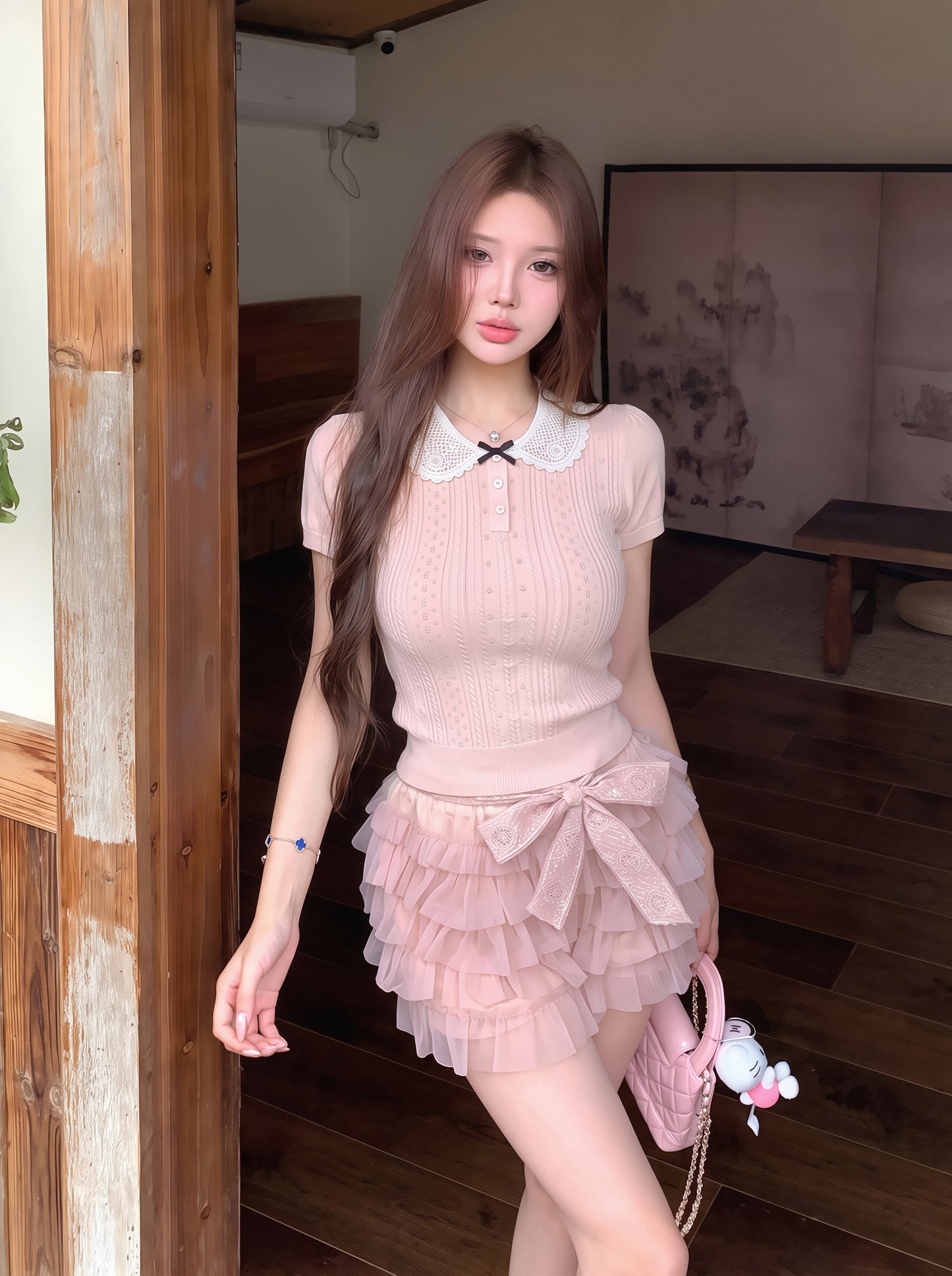 【tops】ピーターパンカラーニットトップス Q8836