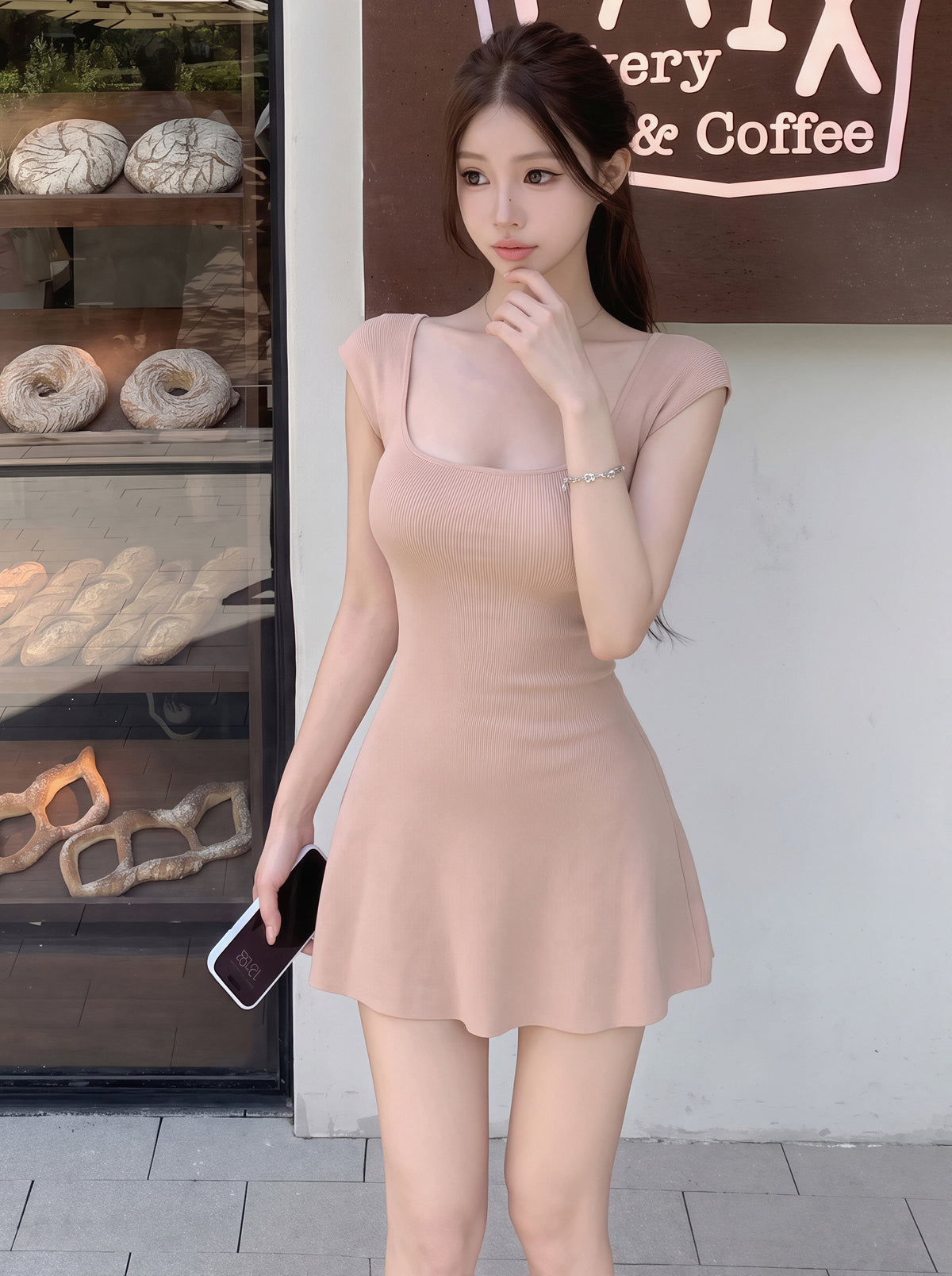 【dress】スクエアネックAラインワンピース Q8837
